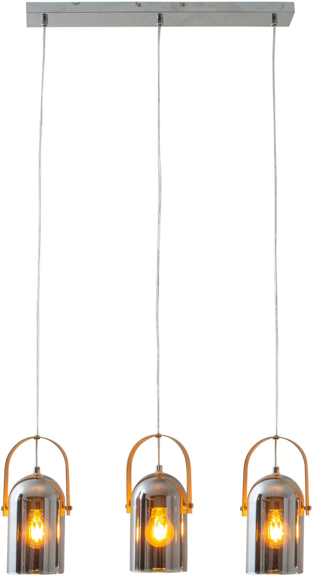 näve Pendelleuchte Vidrio, ohne Leuchtmittel, Leuchtmittel wechselbar, E27 max. 40W, silber/verspiegelt/natur/chrom/rauchglas