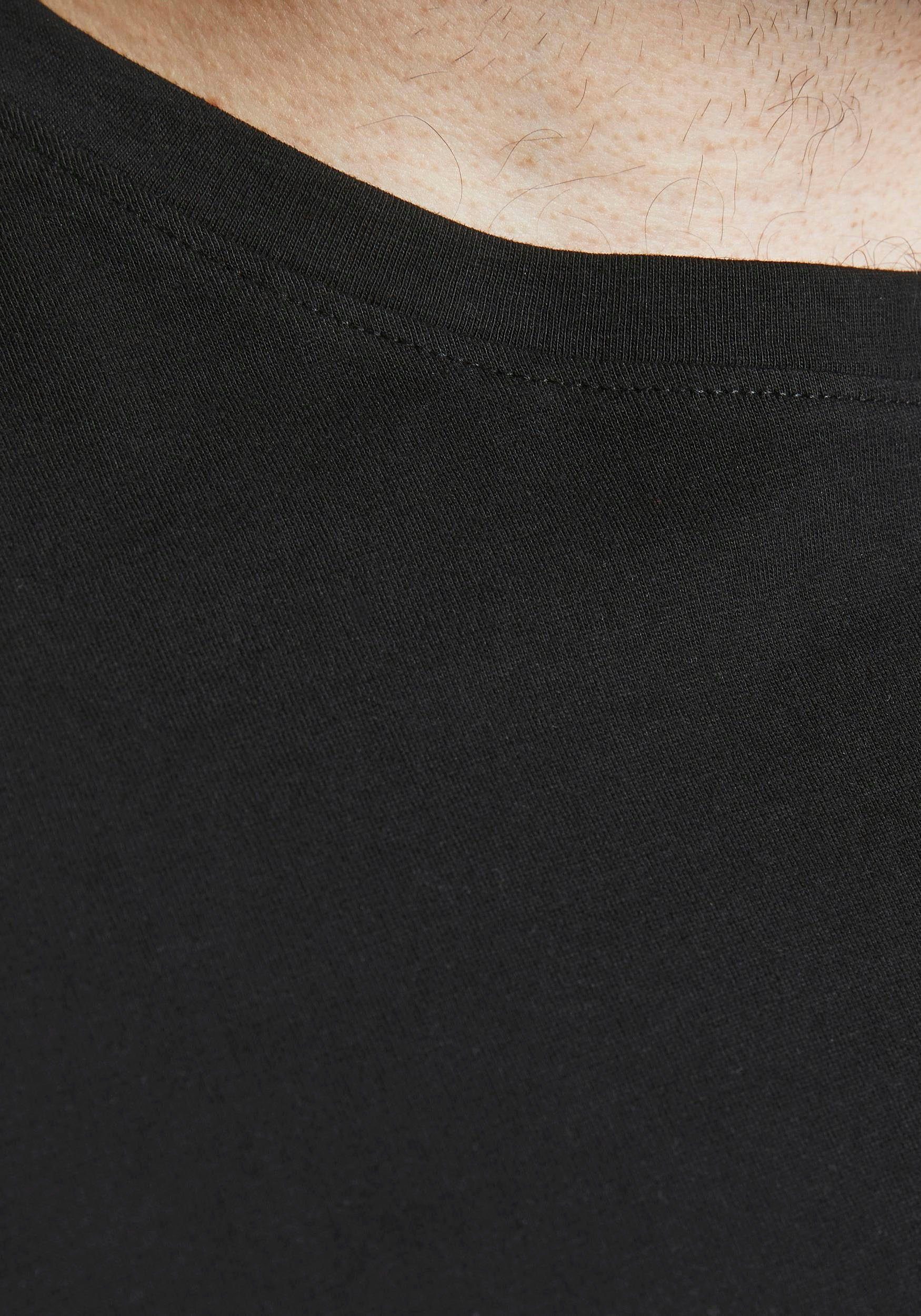 Jack & Jones PlusSize T-Shirt NOA TEE mit abgerundetem Saum, bis Größe 6XL schwarz