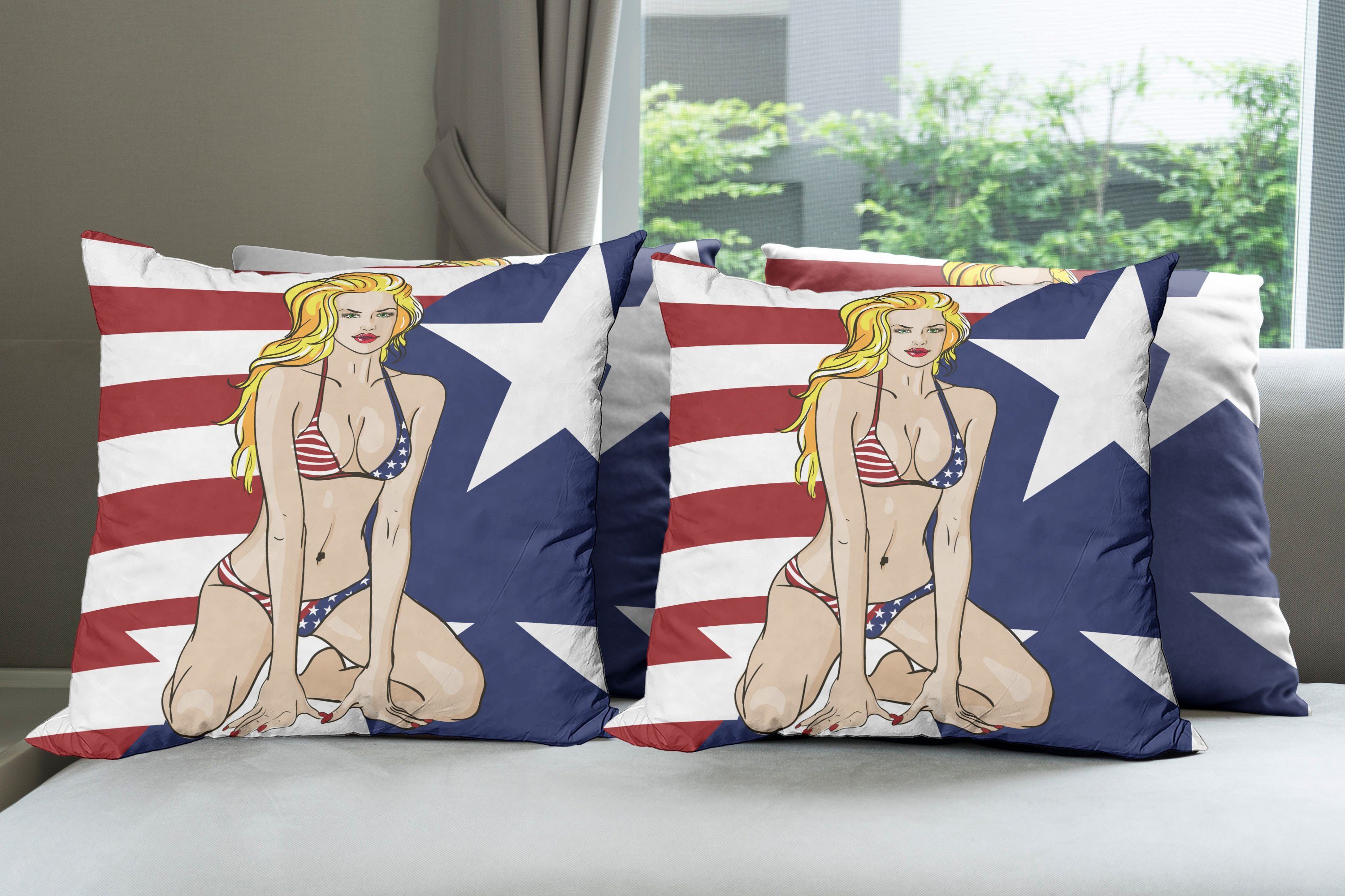 Staaten BEauty Amerika Kissenbezüge von Vereinigte Doppelseitiger Blonde (4 Stück), Accent USA Modern Digitaldruck, Abakuhaus