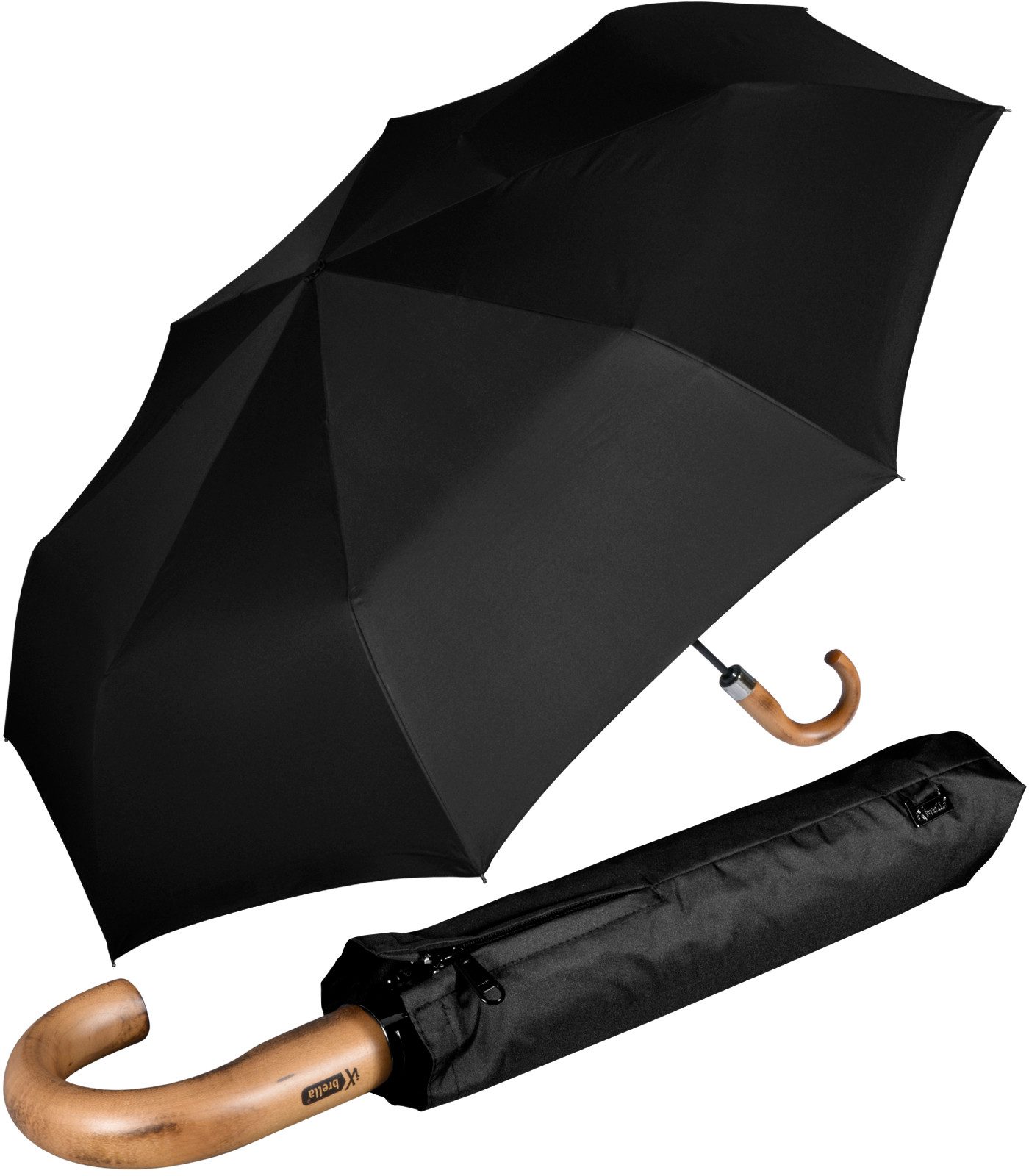 iX-brella Taschenregenschirm Automatik XXL Herrenschirm 121cm - mit Holzgriff, riesig