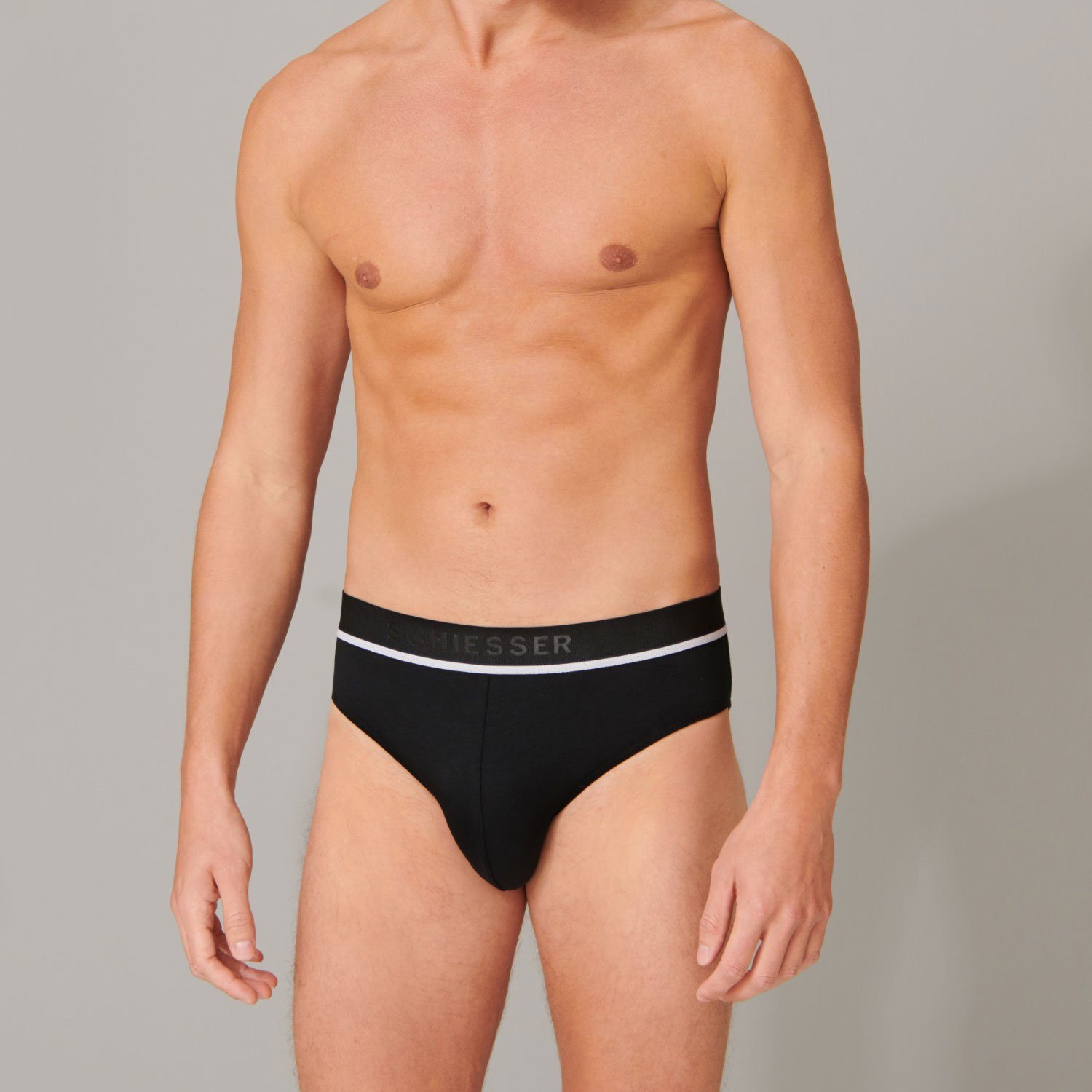 Schiesser Slip (3-St) ohne Eingriff, aufgedoppelter Frontbereich im 3er Pack