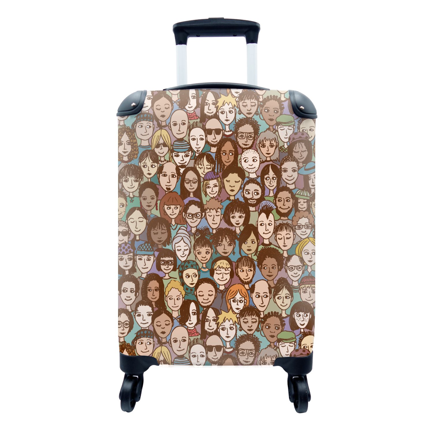 MuchoWow Handgepäckkoffer Vielfalt - Muster - Menschen, 4 Rollen, Reisetasche mit rollen, Handgepäck für Ferien, Trolley, Reisekoffer