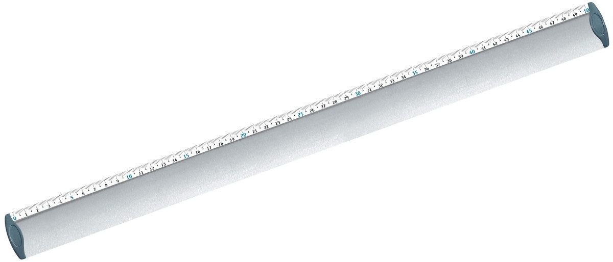 MAPED Lineal Flachlineal eloxiertes Aluminium 50 cm silber mit blauen Endaufsätzen