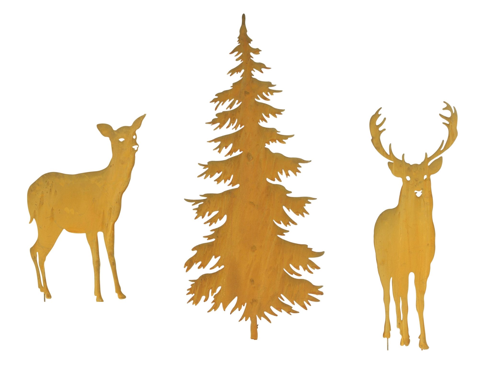 Dekoleidenschaft Gartenstecker Reh, Hirsch oder Tanne aus Metall in Rostopt günstig online kaufen