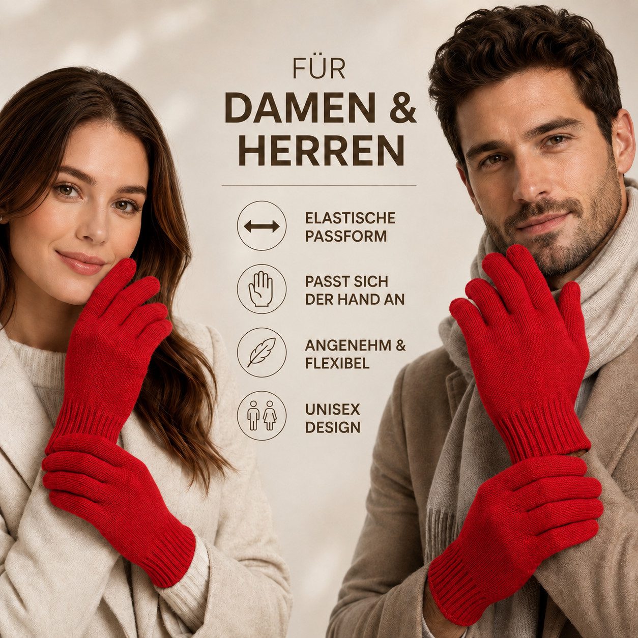 herémood Strickhandschuhe Handschuhe Winter für Damen Herren, Winterhandschuhe, Sport & Fahrrad vollständig bedeckte Finger, Testsiegel SEHR GUT (Note 1,1) – Bild 4 von 5