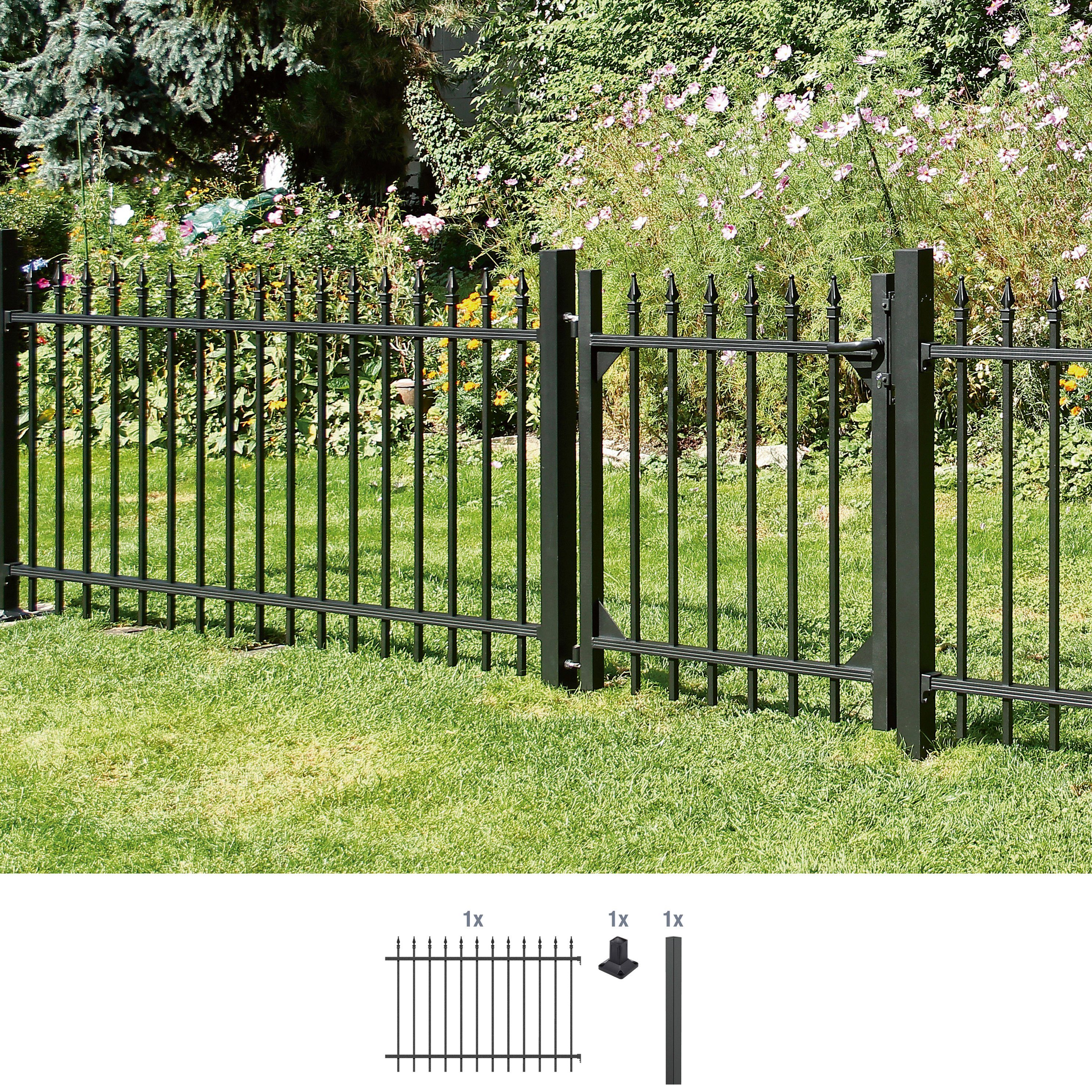 Alberts Metallzaun Anbauset Chaussee, Höhe: 100 und 120 cm, Breite: 200 cm, zum Aufschrauben