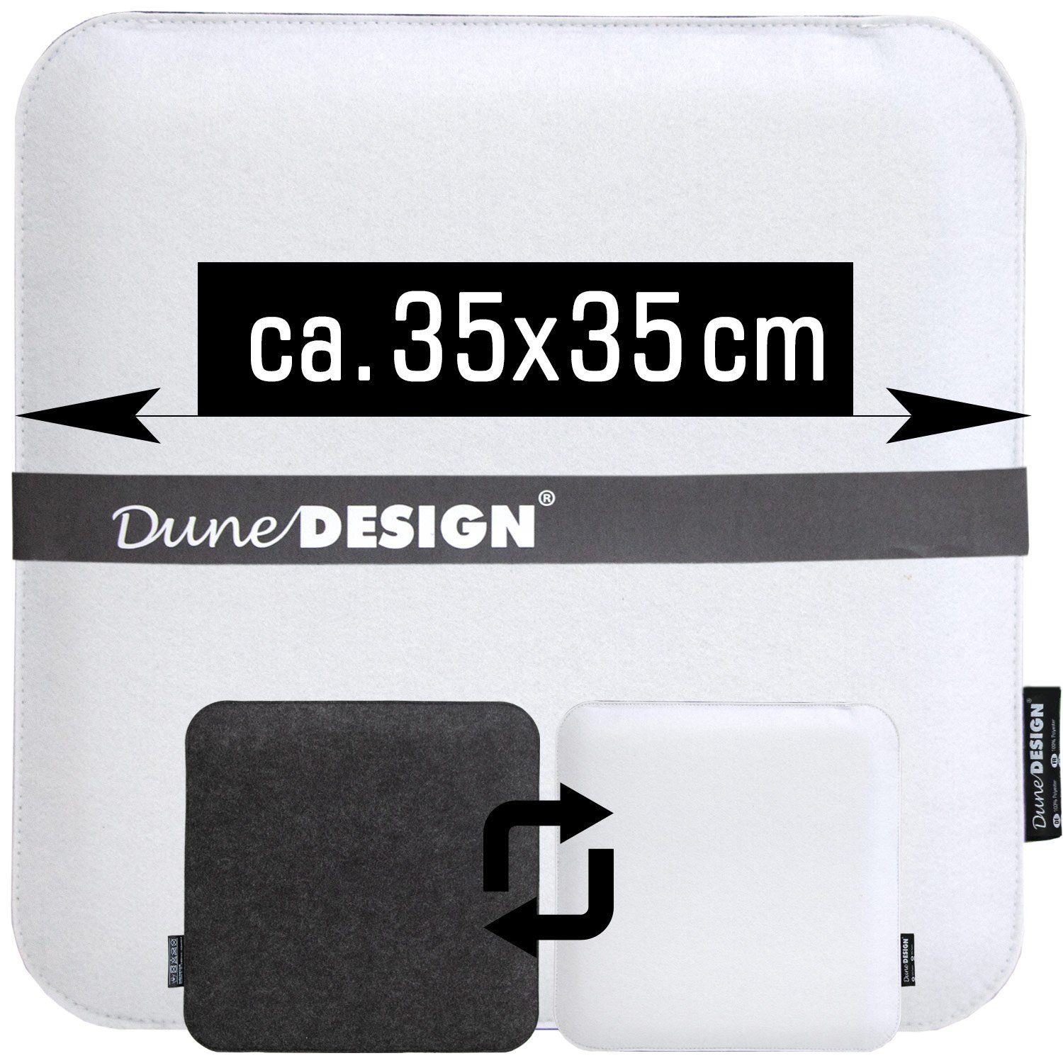 Auflage eckig Stuhlkissen DuneDesign Sitzkissen Grau 4 Stuhlkissen 35x35x2,5cm Filz Sitzauflage,