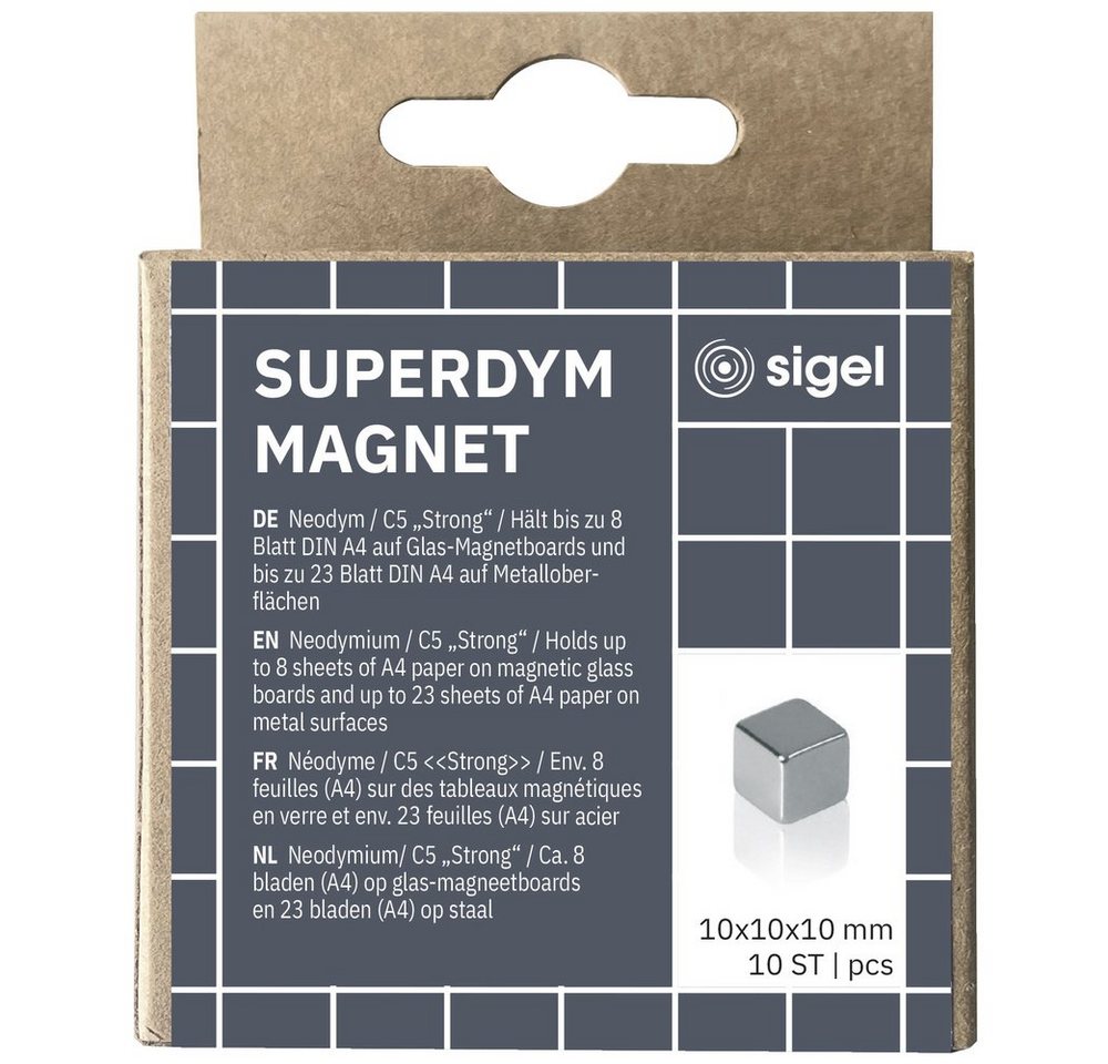 Thumbnail - Sigel Magnet Sigel Neodym Magnet C5 "Strong" (B x H x T) 10 x 10 x 10 mm Würfel Sil