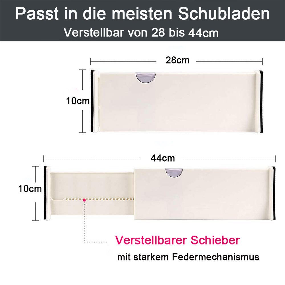 NUODWELL Schubladeneinsatz Schubladenteiler Organizers, Schubladentrenner 4 Verstellbare Stück
