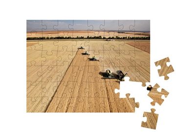 puzzleYOU Puzzle Vier Mähdrescher bei der Arbeit, 48 Puzzleteile, puzzleYOU-Kollektionen Landwirtschaft