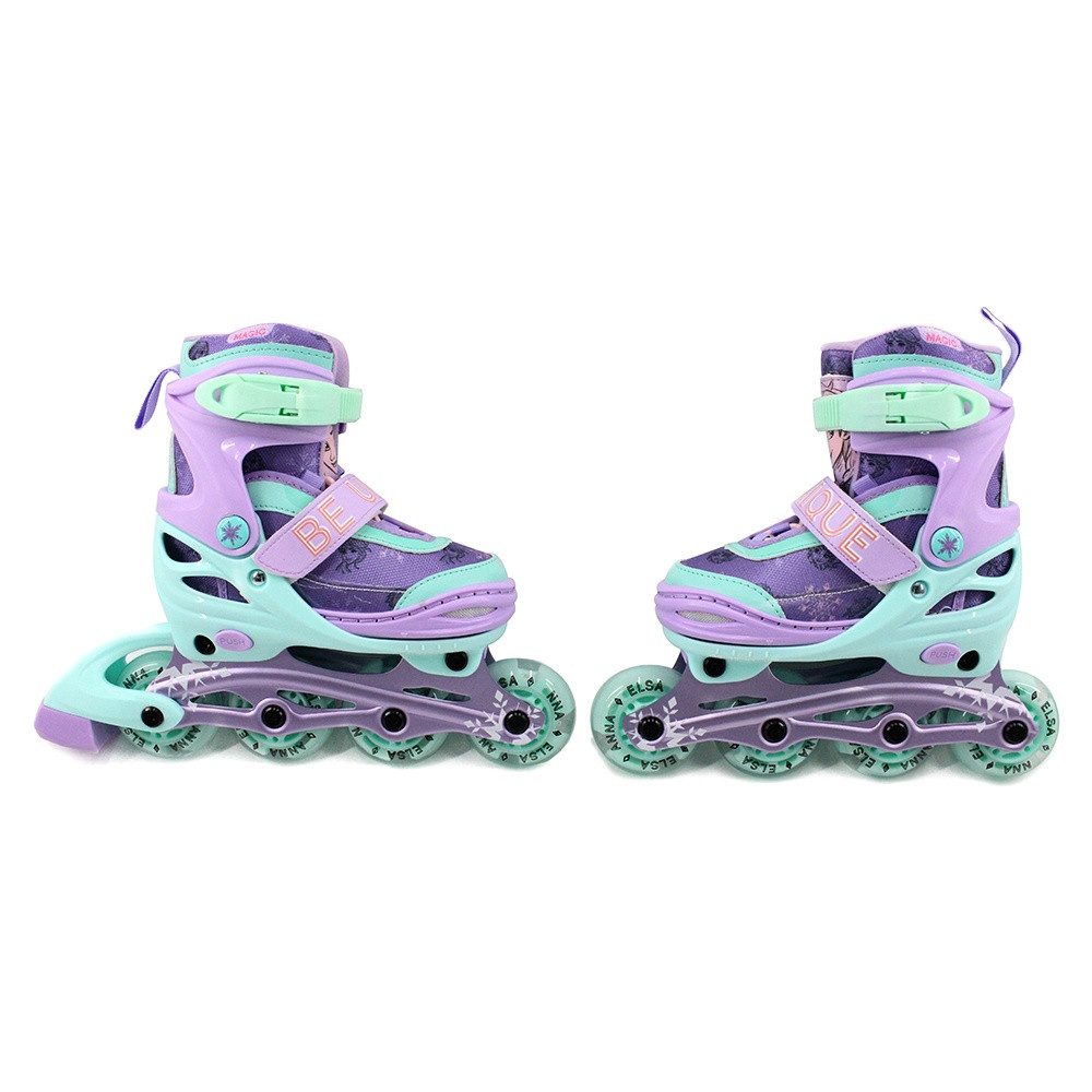 Seven Polska Inlineskates Kinder Inliner Frozen 3in1 Softboots Gr. 34-37 lila mint mit LED