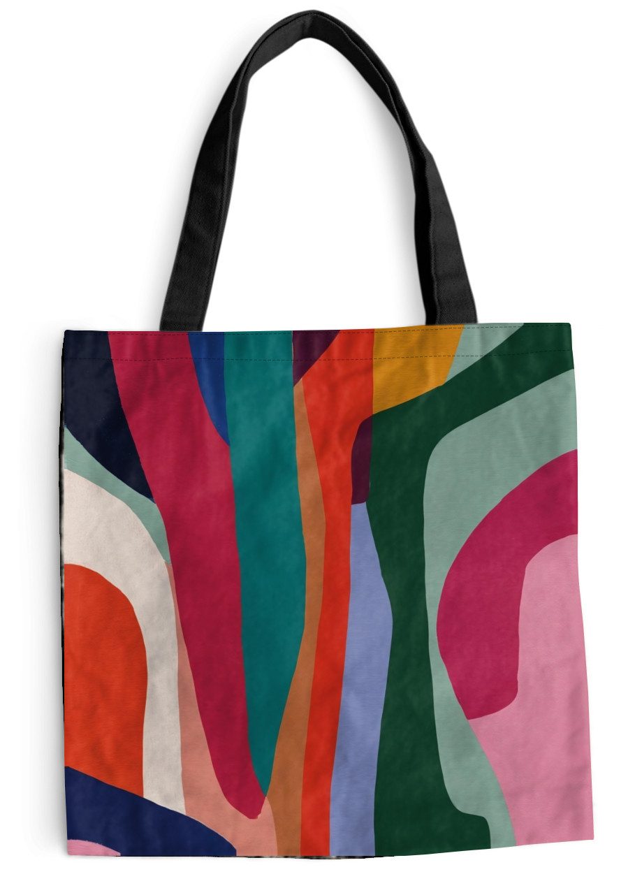 MuchoWow Shopper Formen - Kurven - Bunt - Abstrakt, Handtasche, Damen und Herren, Schultertasche, Umhängetasche, Tote Bag