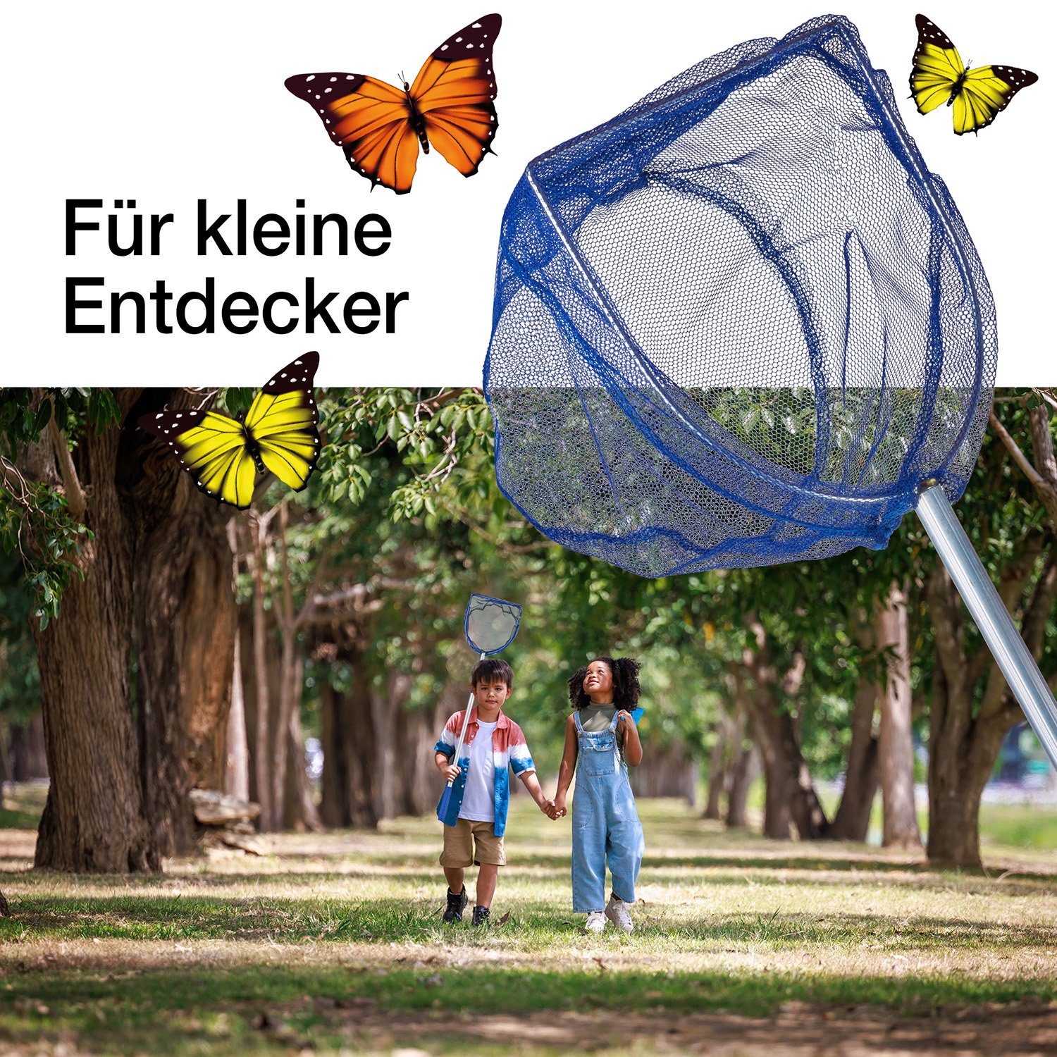 BigDean Angelkescher 2x Kescher für Kinder Teleskop Kinderkescher 75cm lang (Set, 2-St., Kinderkescher), Kinderkescher, Teleskopstange, Feinmaschig, Kompakt