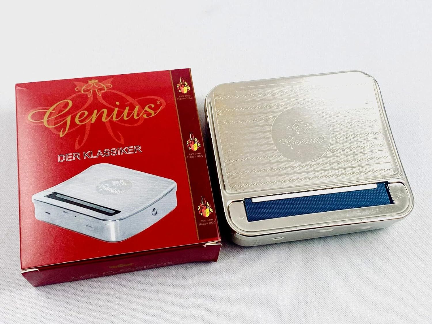 meytrade Tischdrehmaschine Genius Rollmaschine, Premium Rollbox aus Metall, für Slim und Regular