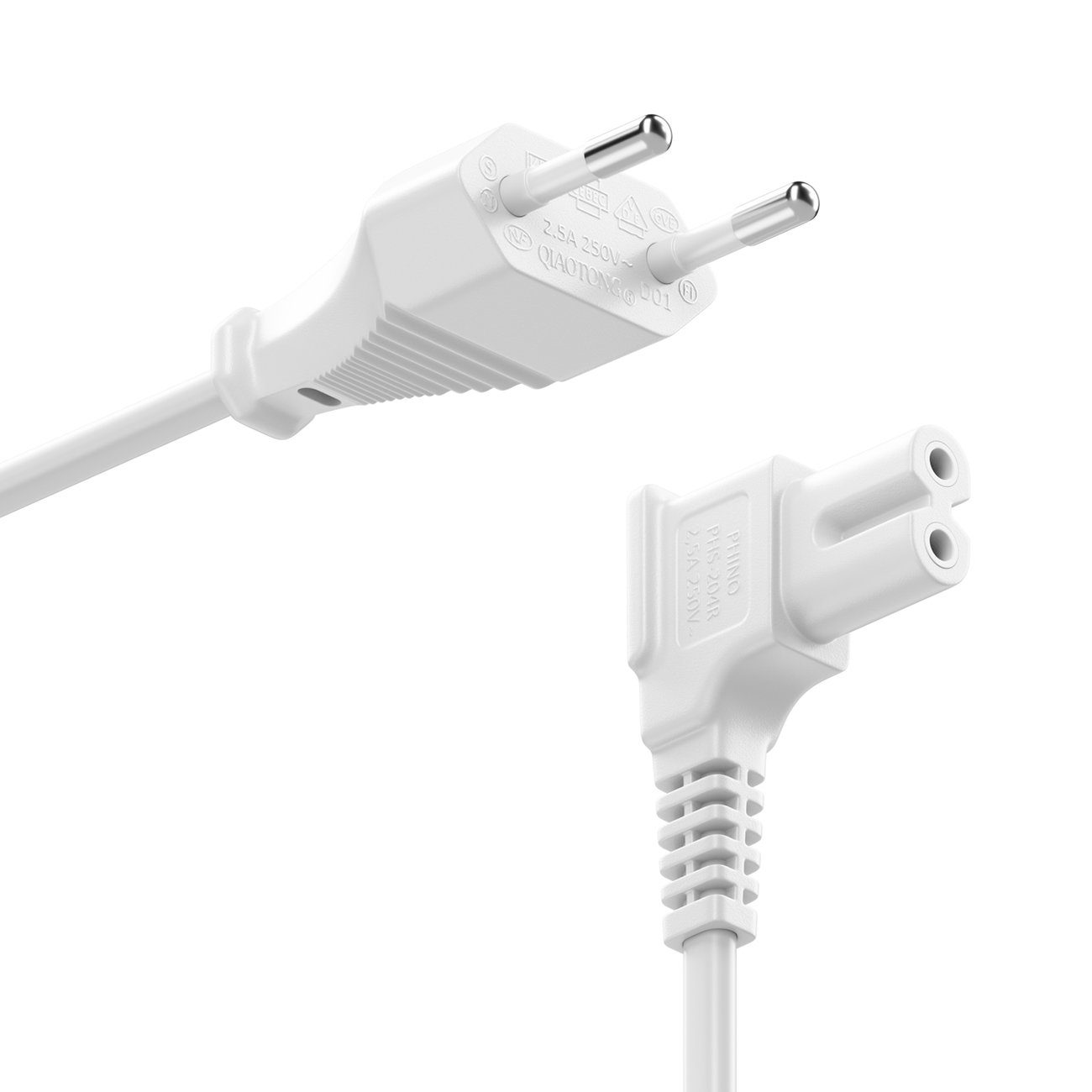 deleyCON deleyCON 5m Netzkabel Stromkabel Eurostecker auf C7 Buchse 90° Stromkabel