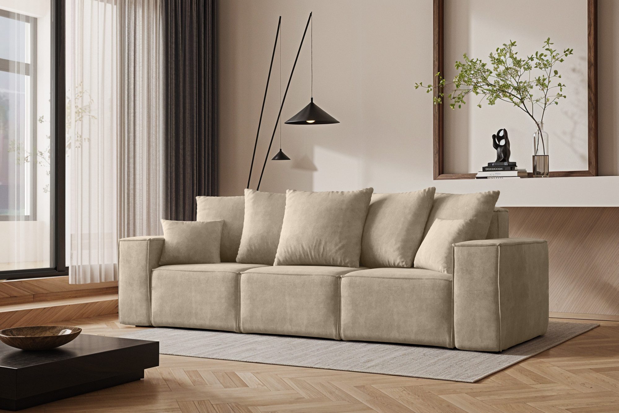 Kaiser Möbel Schlafsofa Sofa 3 Sitzer Ella Modern mit Schlaffunktion stoff Noel