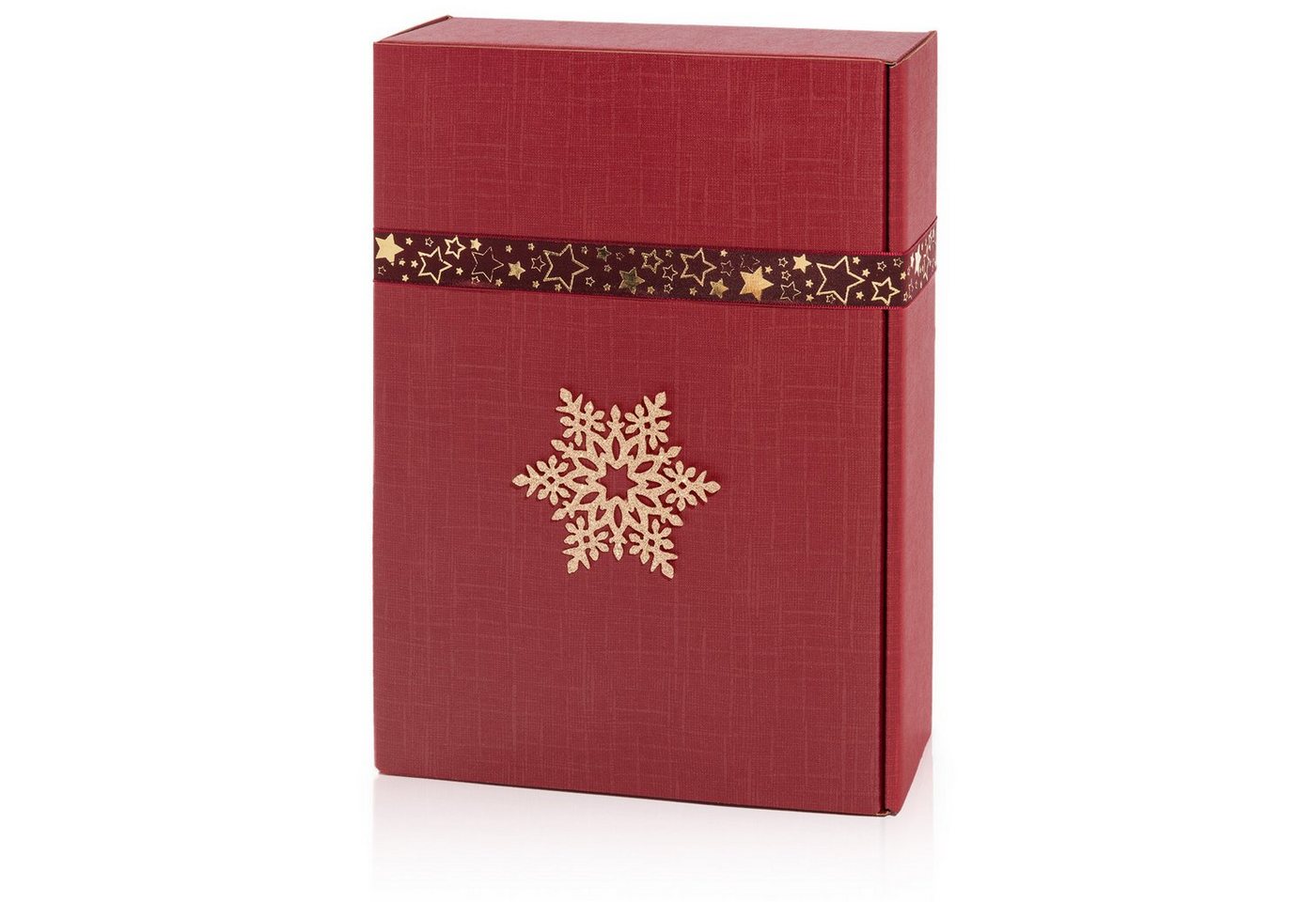 Thumbnail - KK Verpackungen Geschenkbox (1000 St), Präsentkarton für 3 Flaschen 360x250x90mm strukturgeprägt Rot Bordeaux