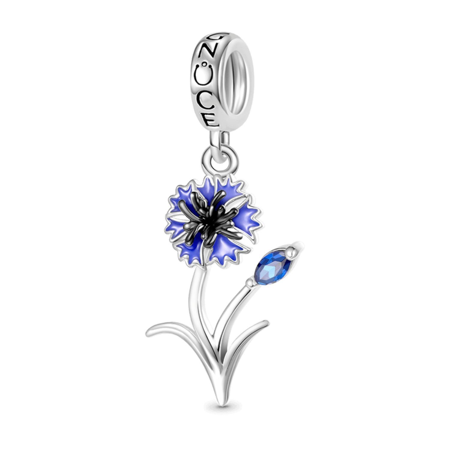 Gnoce Bead Gnoce Charm Anhänger Kornblume GOC028 Silber