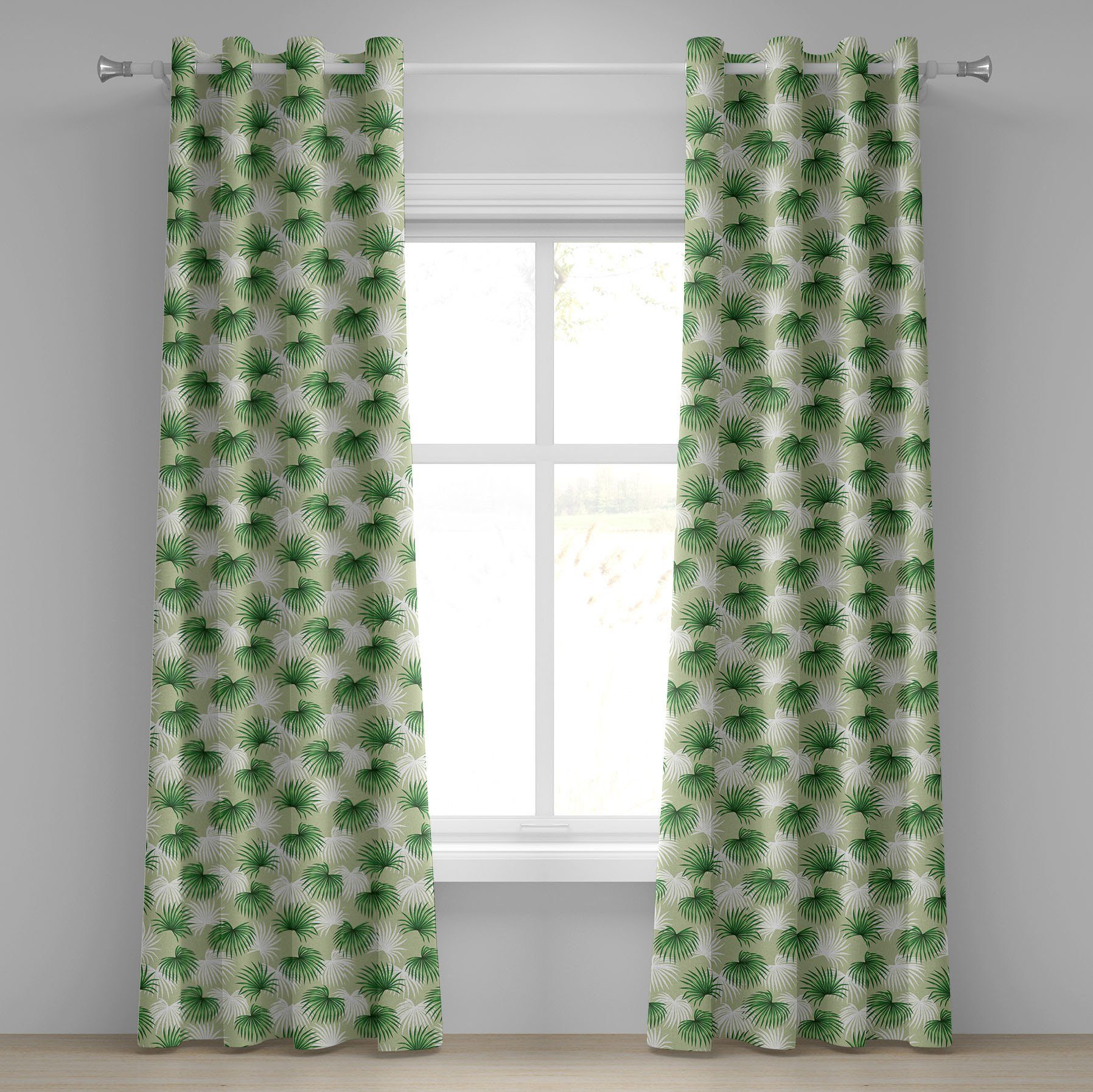 für Schlafzimmer Abakuhaus, Tree Wohnzimmer, Blatt Foliage Palm Island Dekorative Gardine 2-Panel-Fenstervorhänge