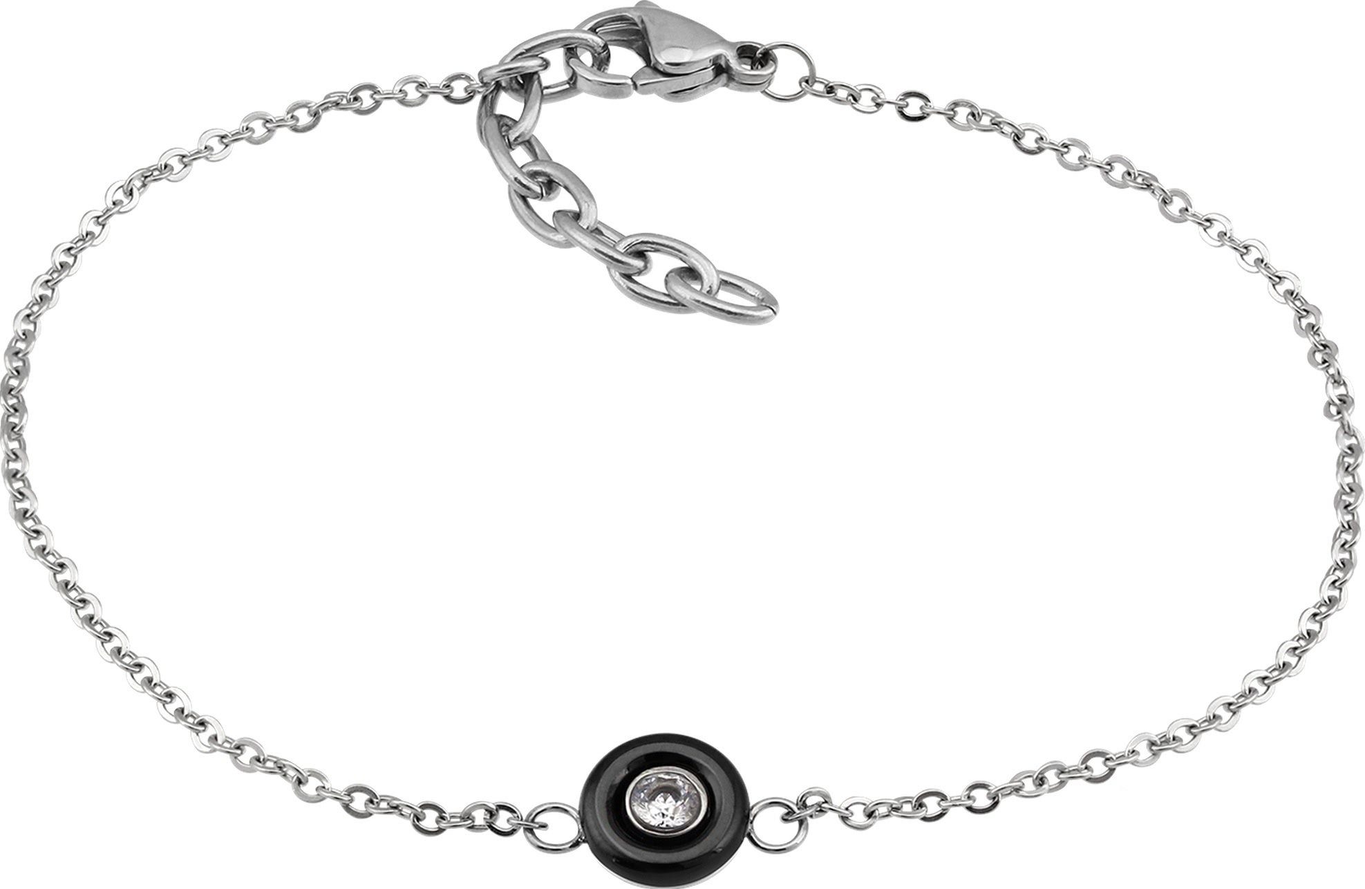 Amello Edelstahlarmband Amello Stein Armband silber schwarz (Armband), Armbänder für Damen Edelstahl (Stainless Steel)