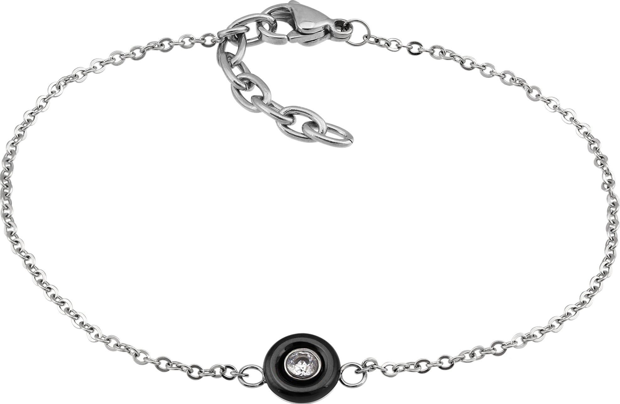 Edelstahlarmband Amello Stein Armband silber schwarz