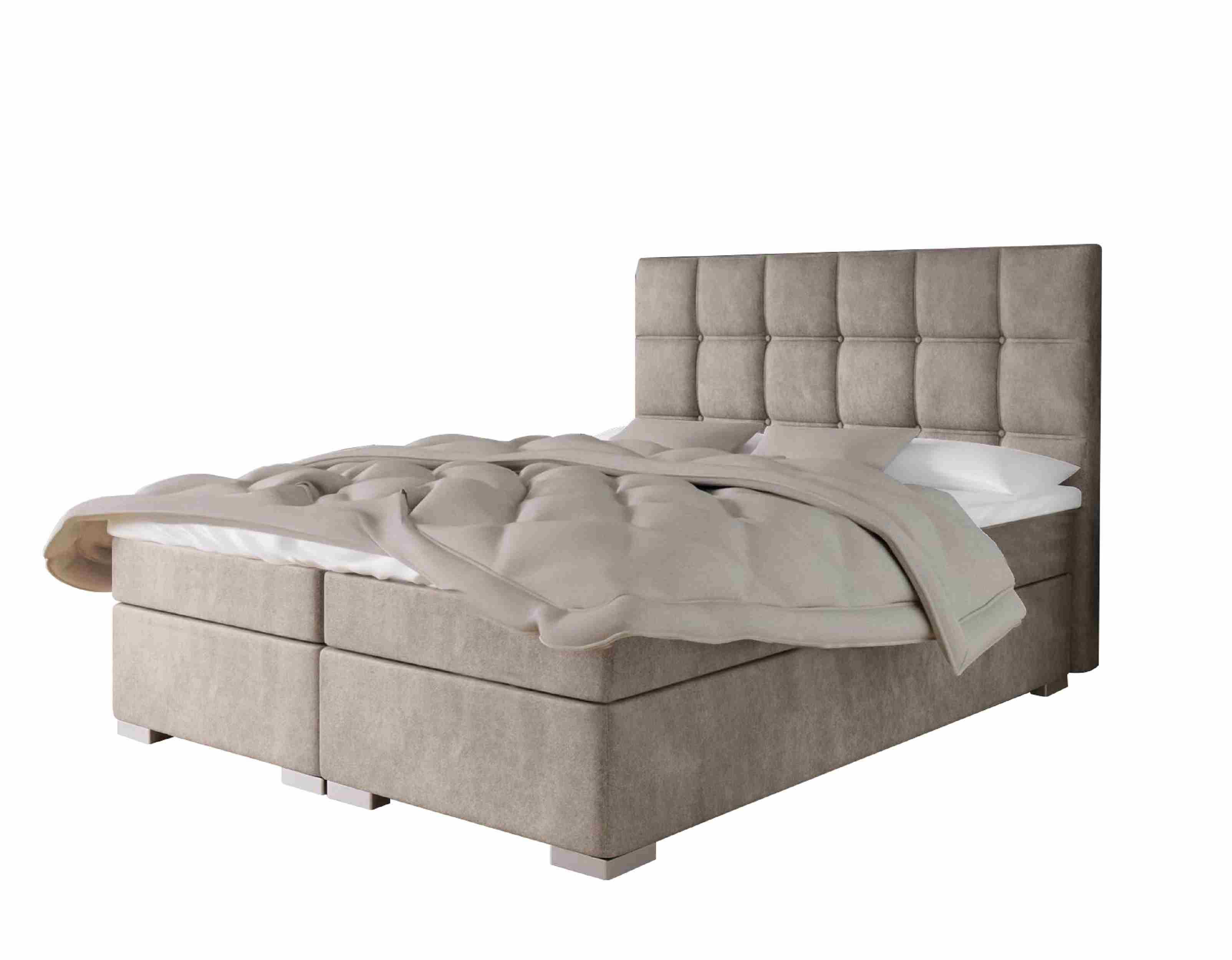 Furnix Boxspringbett KAITY 140/160/180x200 Bett mit Topper und silbernen Füßen ML09 Rosa, Bonell-Federkern H3, gemütlicher Polsterstoff