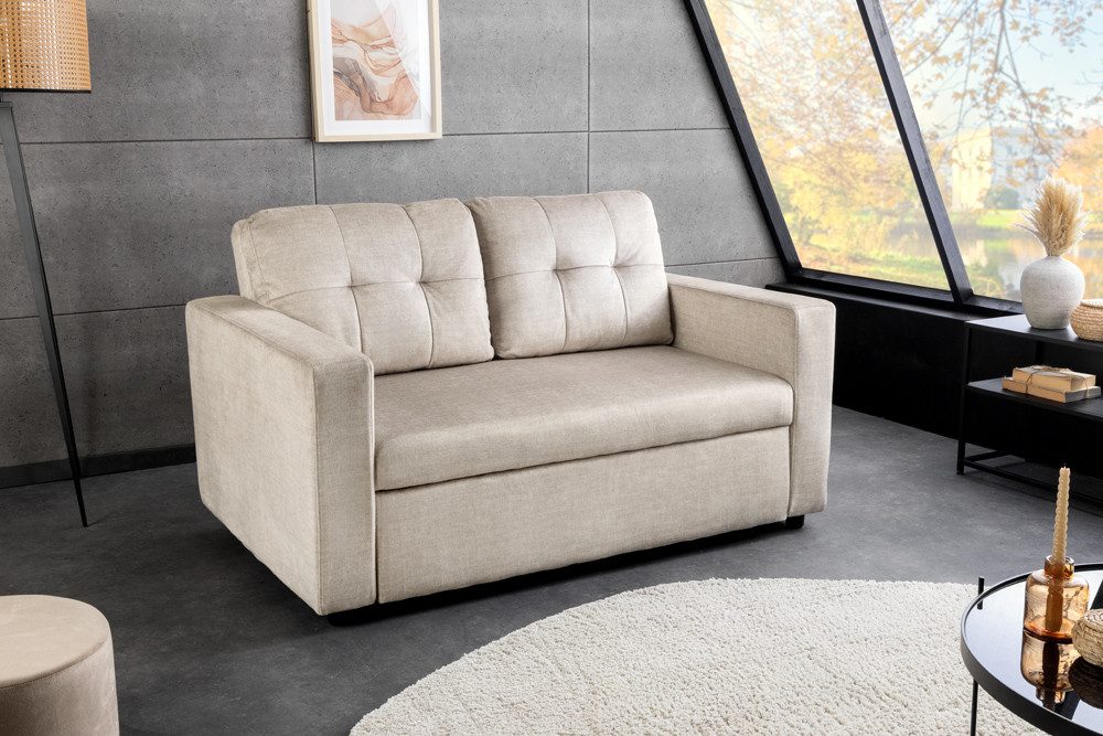 riess-ambiente Schlafsofa SMART 2-Sitzer champagner beige – Samt, ausziehbar, Nosagfederung, Einzelartikel 1 Teile, kompakte Ausziehcouch mit Polsterung – ideal für Gäste- oder Wohnraum