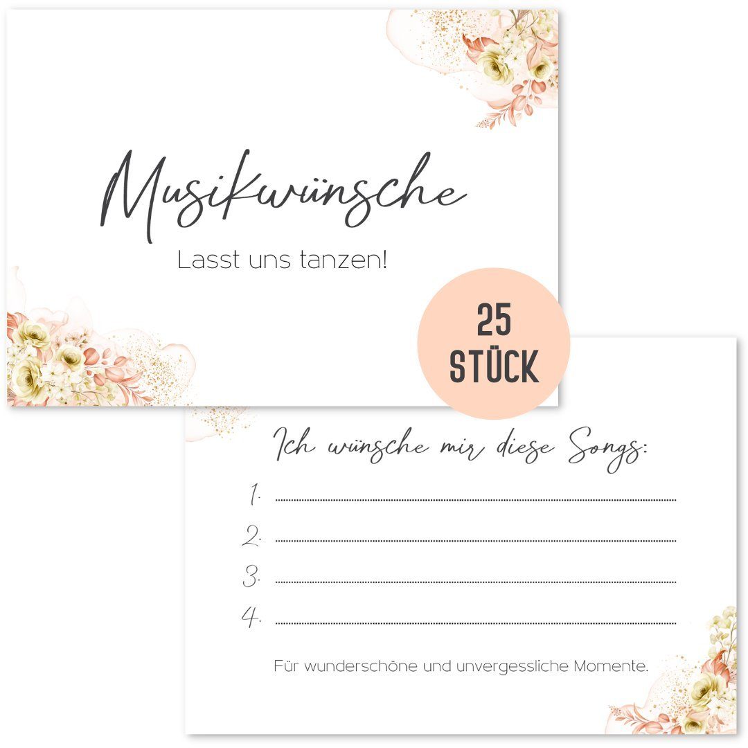 Things of Happiness Grußkarten 25 Musikwunschkarten Hochzeit Party Feier Geburtstag Fest, Musikkarten, Musikwünsche, Partykarten DIN A7