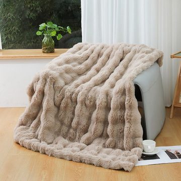 Wohndecke lauschige Decke doppelseitig für Bett Sofa Wohnzimmer Kamel 100×160cm, FELIXLEO