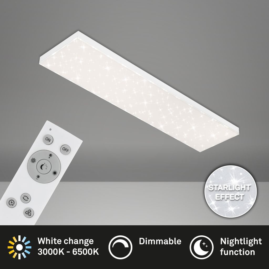 Briloner Leuchten LED Deckenleuchte 7381-316, Dimmfunktion, LED fest integriert, 2700K - Extra-Warmweiß, CCT stufenlos dimmbar, rahmenloses Design, Fernbedienung, weiß, 100 cm