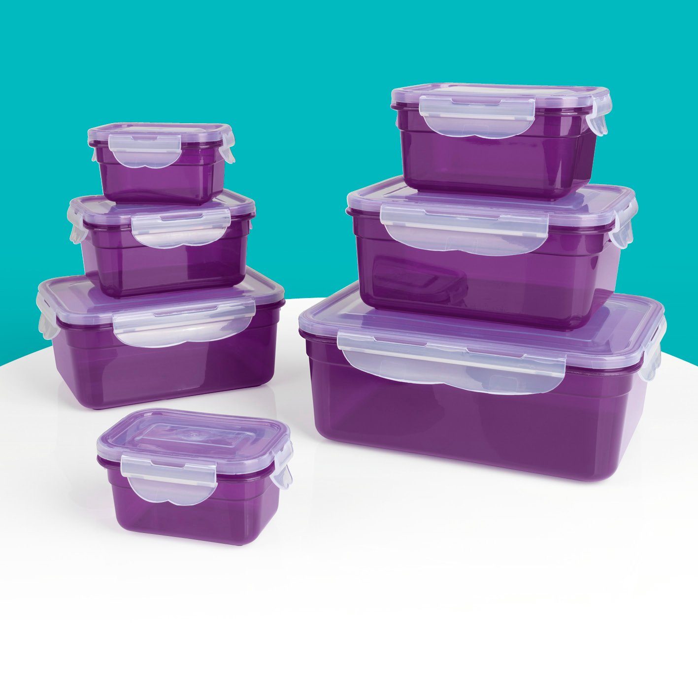 GOURMETmaxx Frischhaltedose 1x 500ml; 2x 2x 200ml; (7er 2100ml Lunchbox Set, 14-tlg), 2x aufbewahren, tropfsicher, einfrieren, 1100ml