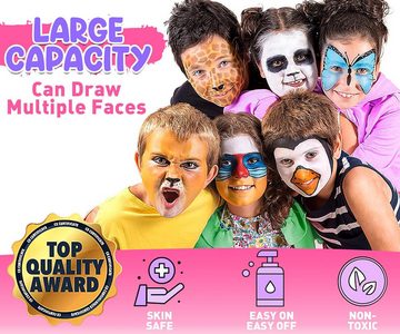 POPOLIC Schmink-Set Gesichtsbemalung für Kinder, 1-tlg., 20-Farben-Malset für Kinder mit Haarkreide, Professionelles Gesichtsbemalungsset