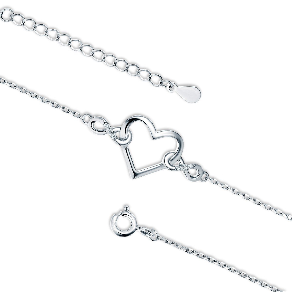 Limana Silberarmband Unendlichkeit Liebe Herz Armband Damen Frauen 925 Sterling Silber (Inkl. Geschenk-Dose mit Herz), Zirkonia Liebesgeschenk Geschenkidee