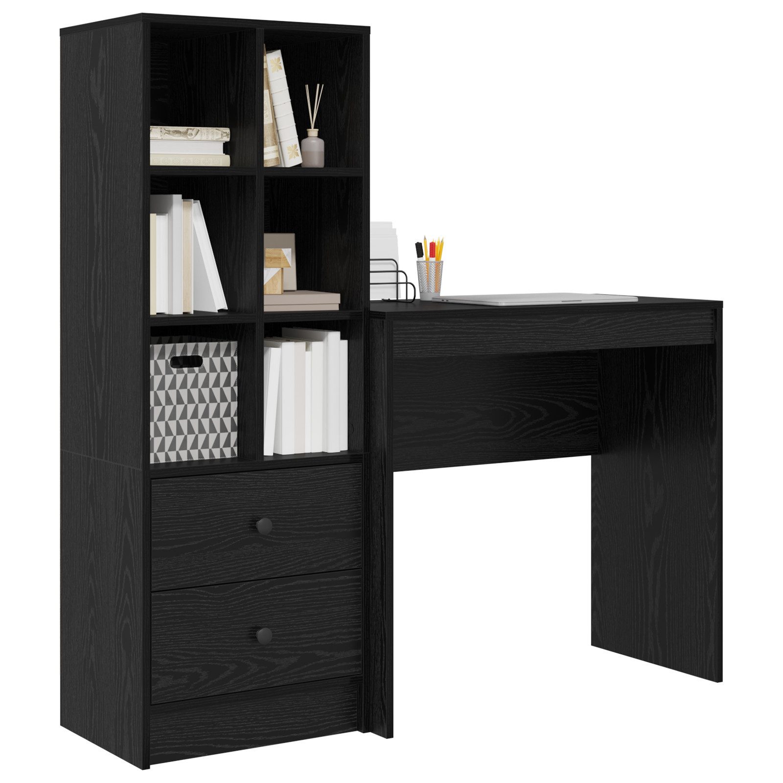 vidaXL Sideboard Schreibtisch mit Stauraum Schwarz günstig online kaufen