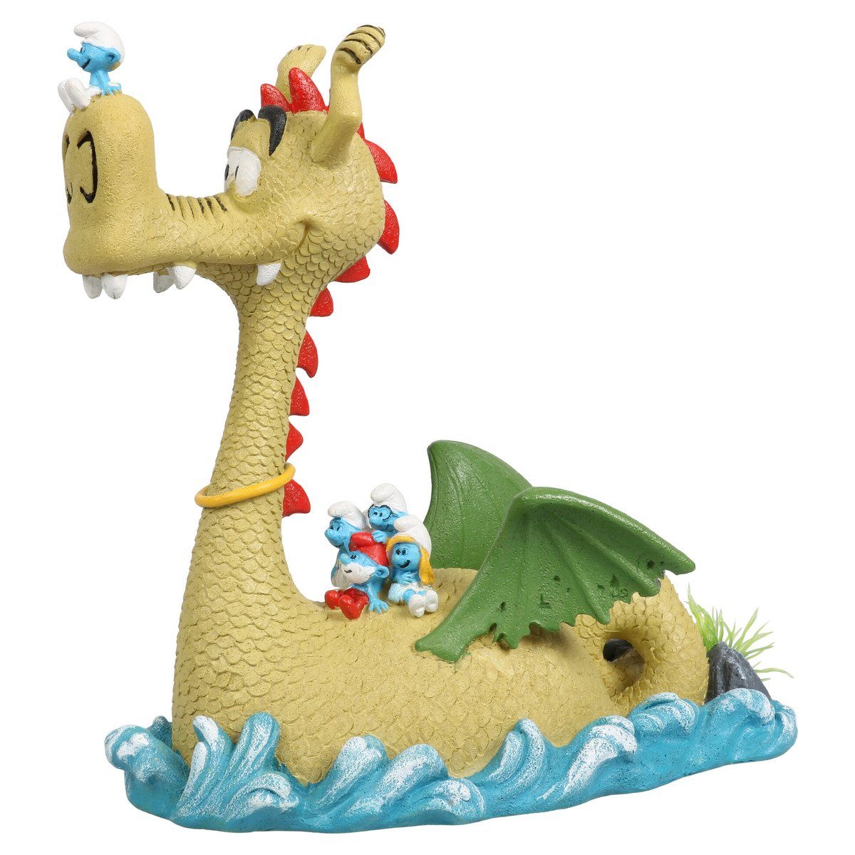 Aquariendeko Aquariendekoration Schlümpfe reiten auf dem Drachen