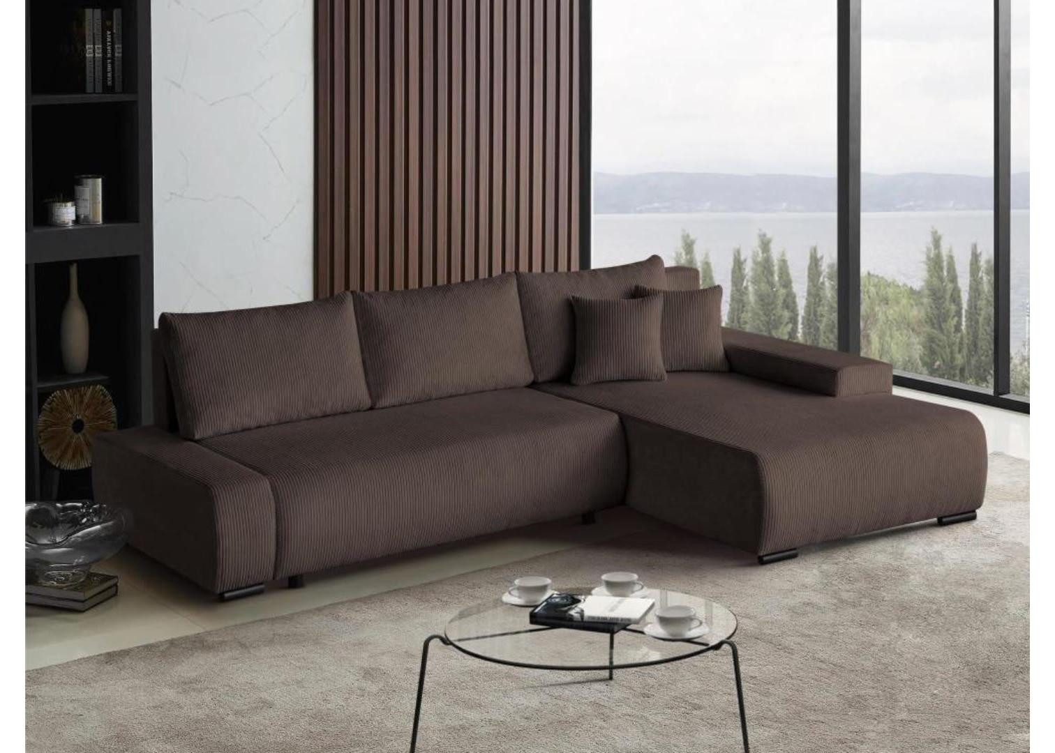 Beautysofa Ecksofa DRACO L in Strebenstoff, günstig online kaufen