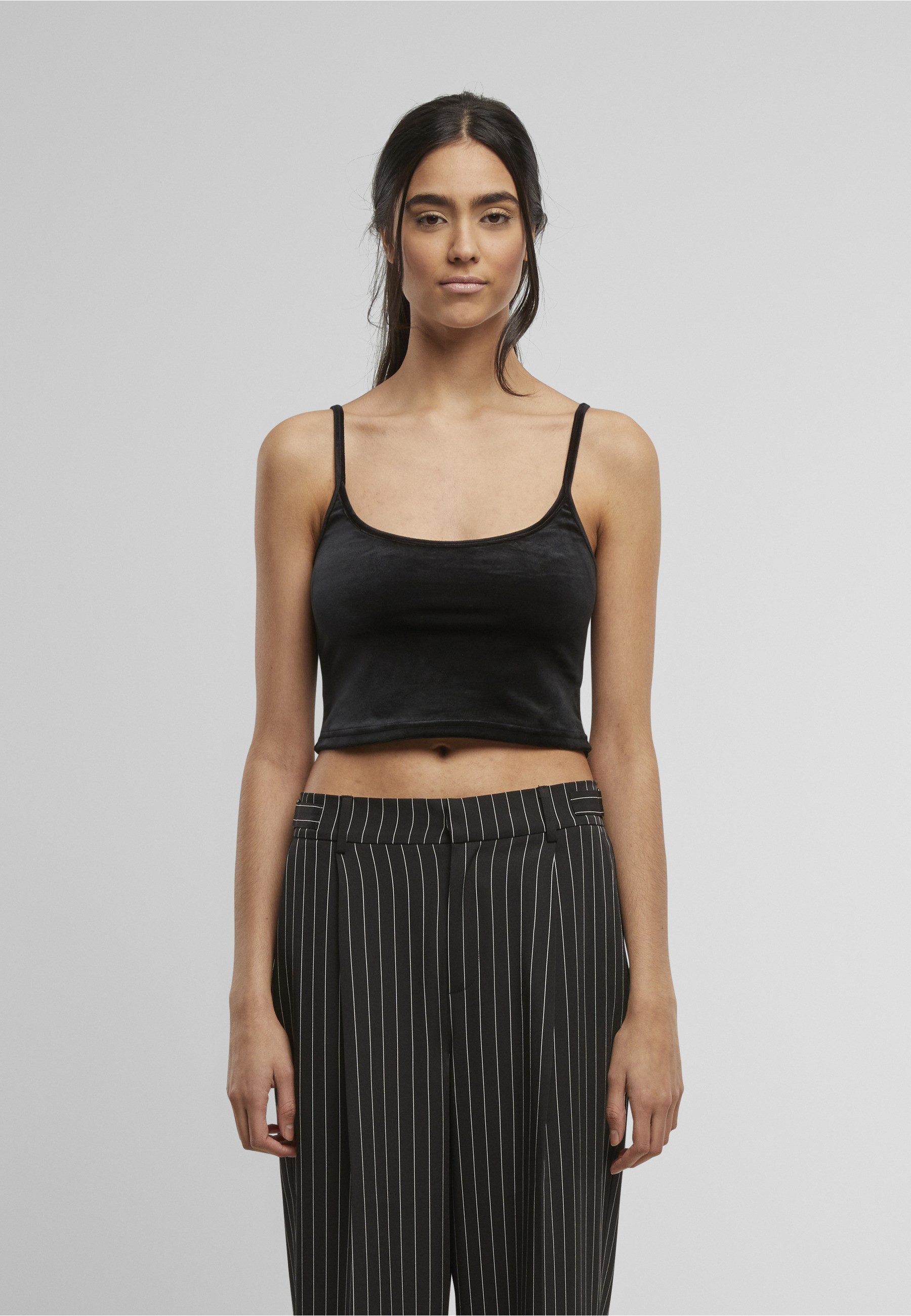 URBAN CLASSICS Muskelshirt Urban Classics Ladies Short Velvet Top (1-tlg)