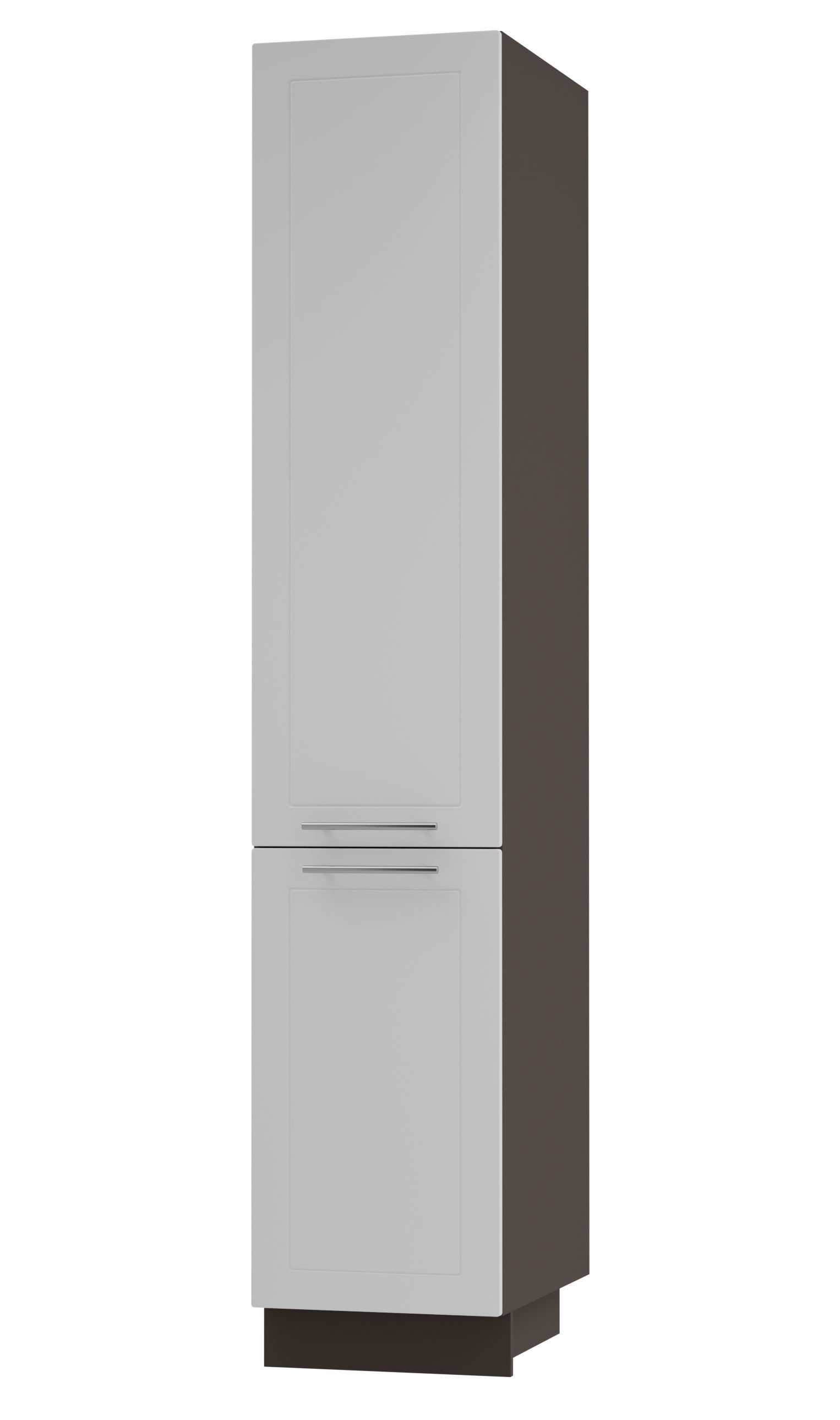 Feldmann-Wohnen Apothekerschrank Kvantum (Türscharniere mit Soft-Close-Funktion, 1 Schublade mit Metallkorb, 1-St., Fronten mit dekorativen Fräsungen und leicht abgerundeten Ecken) 40x59x207cm lava - weiß (Q-2D14K/40/kargo)