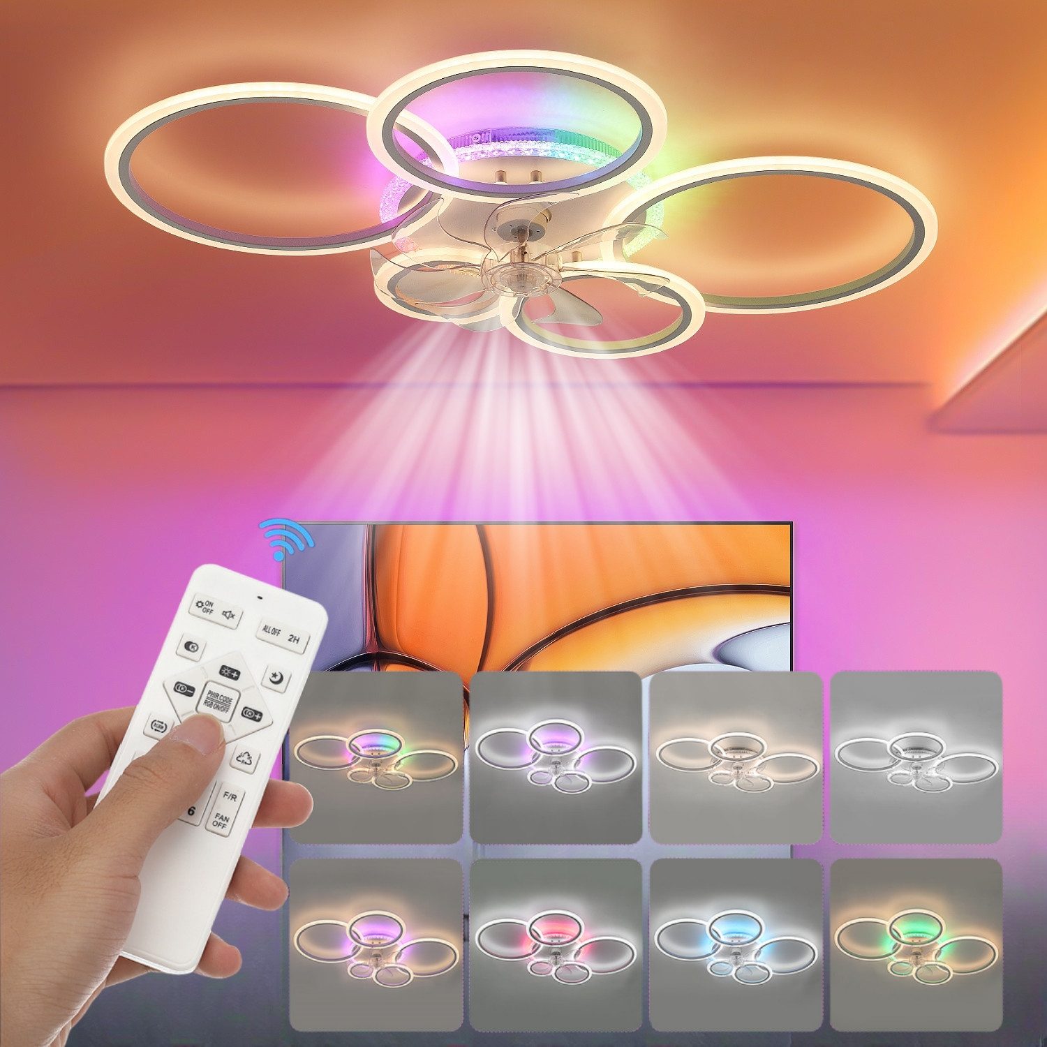 LETGOSPT Deckenleuchte Deckenleuchte mit Ventilator 72W günstig online kaufen