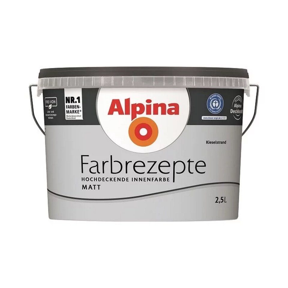 Alpina Wand- und Deckenfarbe Farbrezepte 2,5 L. Kieselstrand Matt
