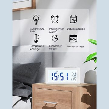 AUKUU Wecker Einfache Einfache multifunktionale Uhr lichtempfindlicher Nachttisch kleiner Wecker LCD Uhr großer Bildschirm