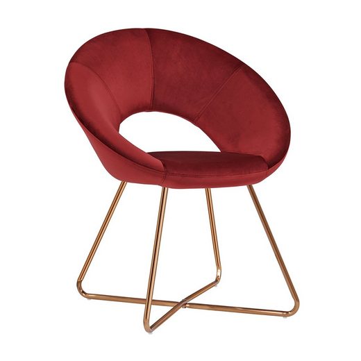 DUHOME Loungesessel, Esszimmerstuhl Wohnzimmerstuhl aus Samt, Polsterstuhl Sessel, Gold Metallbeine Rot