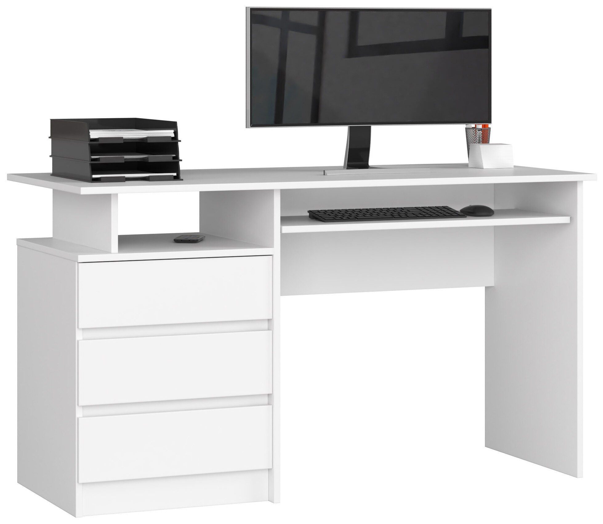 Raumhirsch Furniture Schreibtisch 135 cm Breite - Computertisch - Optimale Arbeitsfläche - Büro, Hochglänzende MDF-Oberfläche, kratzfest, einfache Montage, stylisch