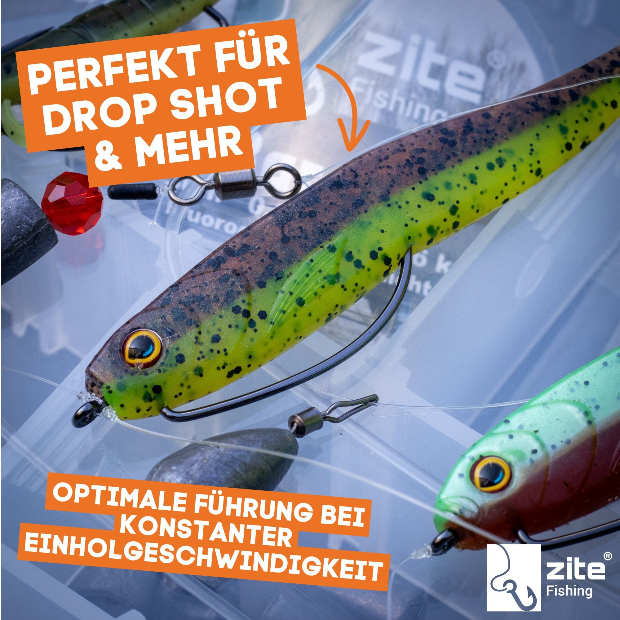 Zite Kunstköder Inzite Pershad 8 cm Gummiköder für Hecht-Angeln 7 Stk