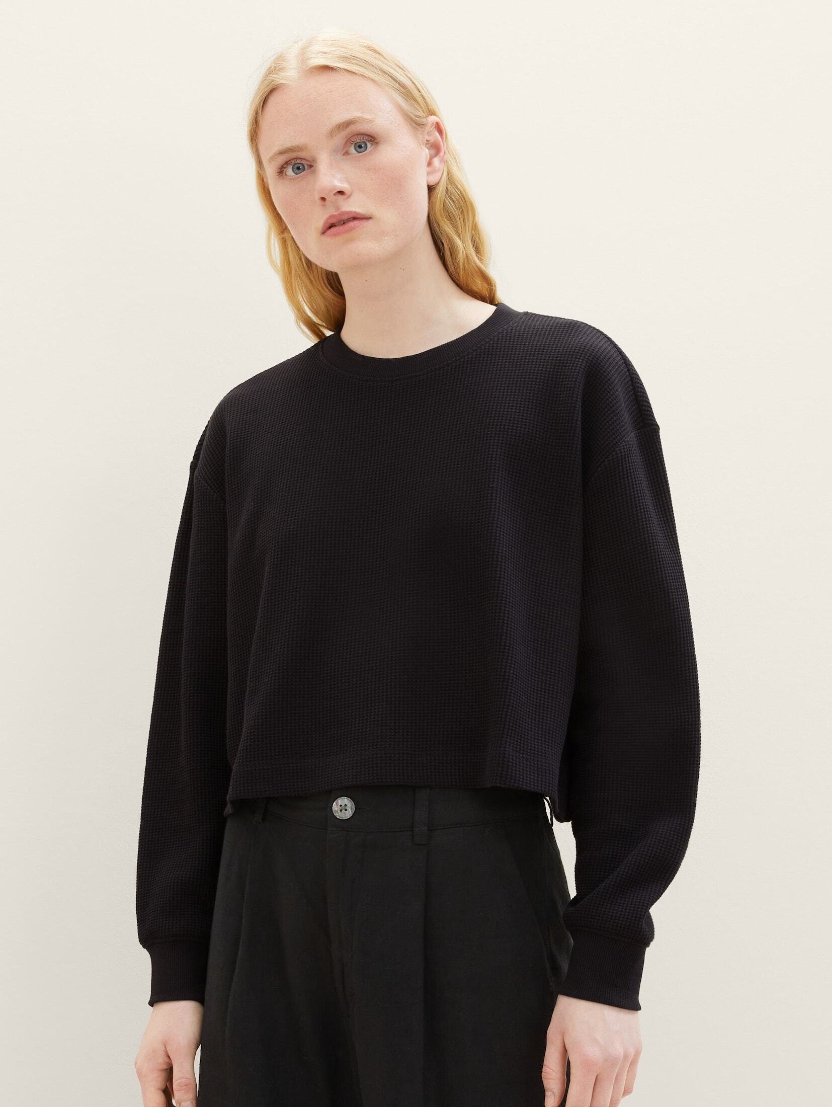 Sweatshirt TAILOR black Denim deep Cropped TOM Sweatshirt