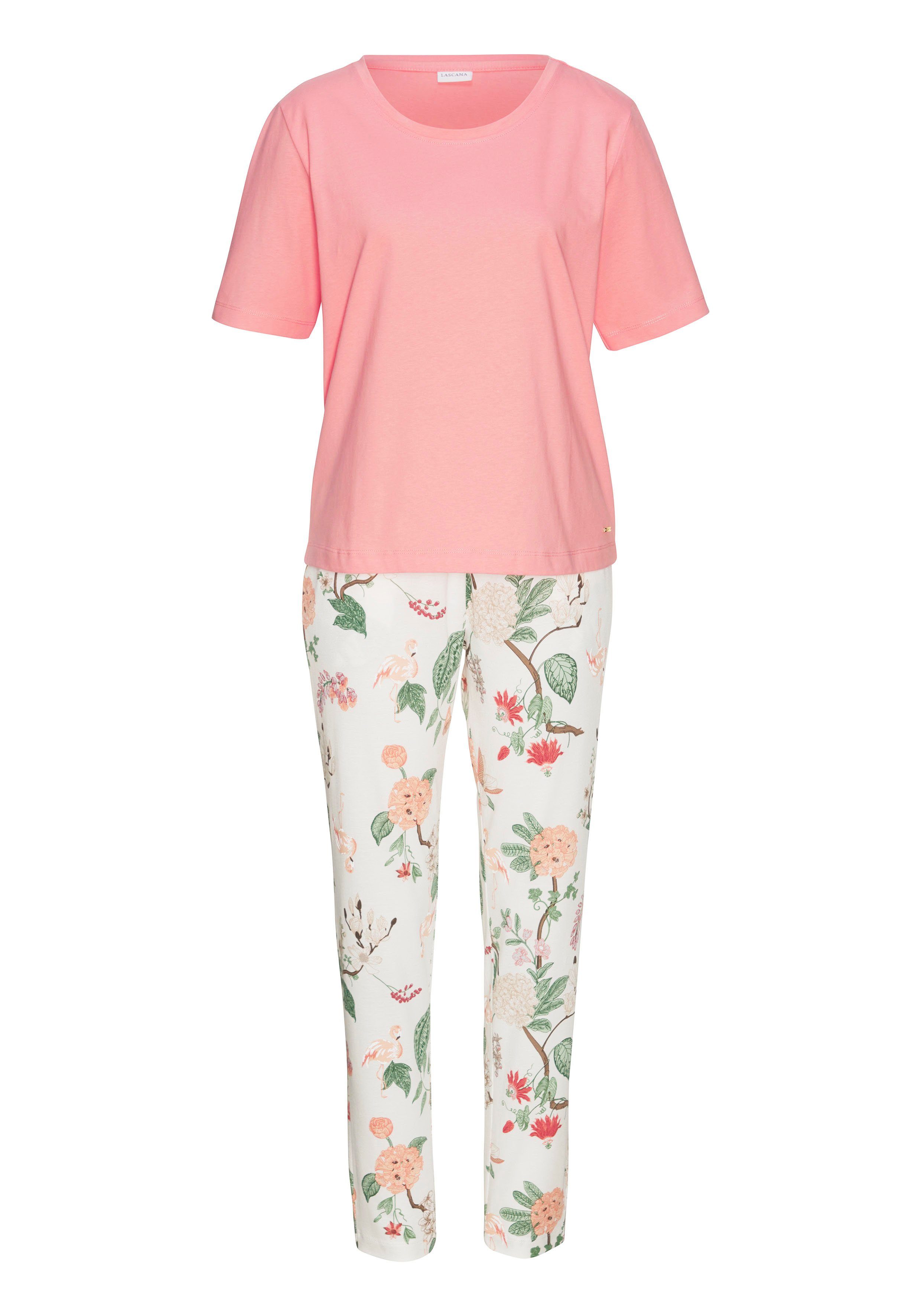 LASCANA Pyjama (2 tlg) mit elegantem Blumenmuster günstig online kaufen