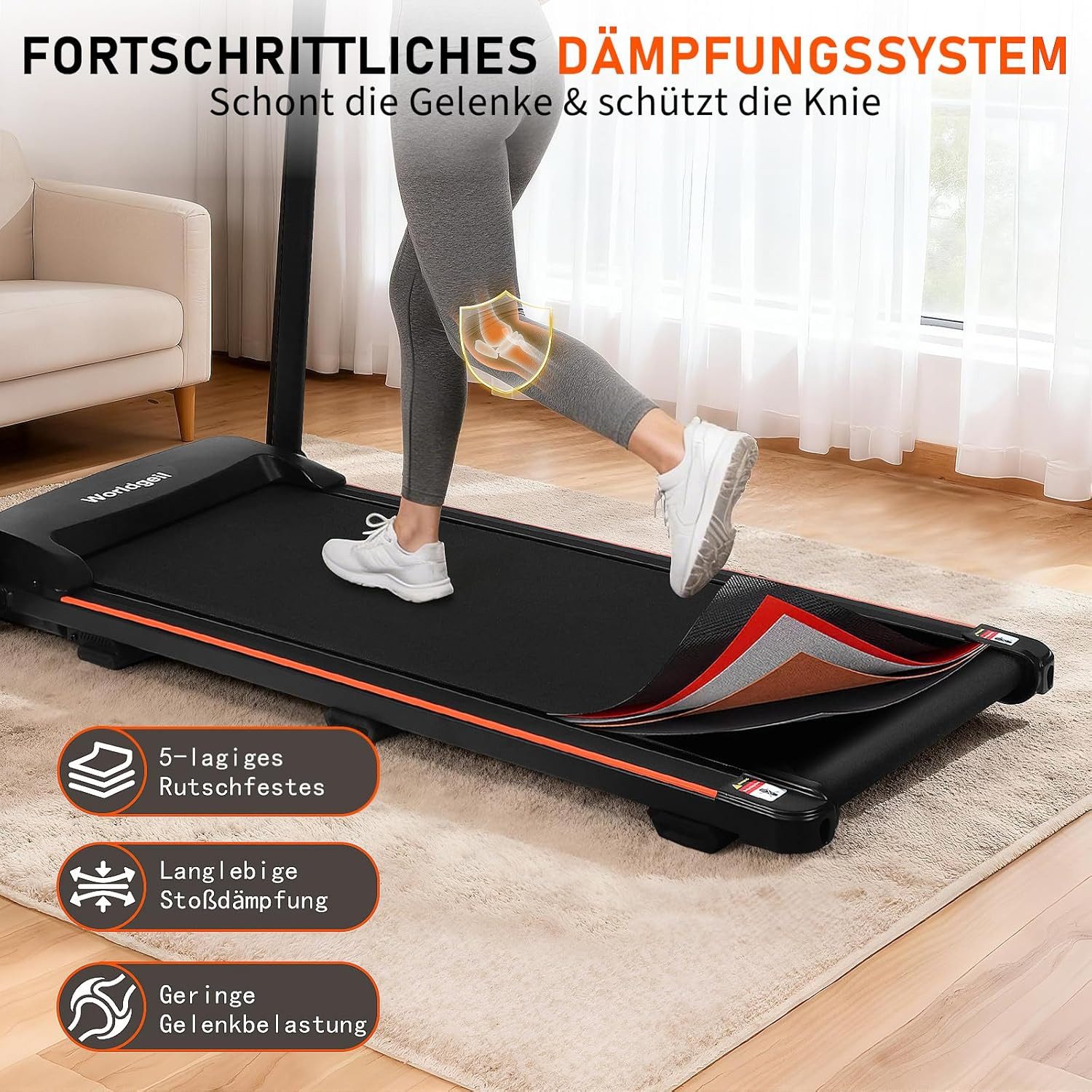 ZMH Laufband für Zuhause 14 km/h - Laufband Schreibtisch Klappbar mit Steigung 7%, LCD-Display, 2.0HP Walking Jogging Pad, Fernbedienung