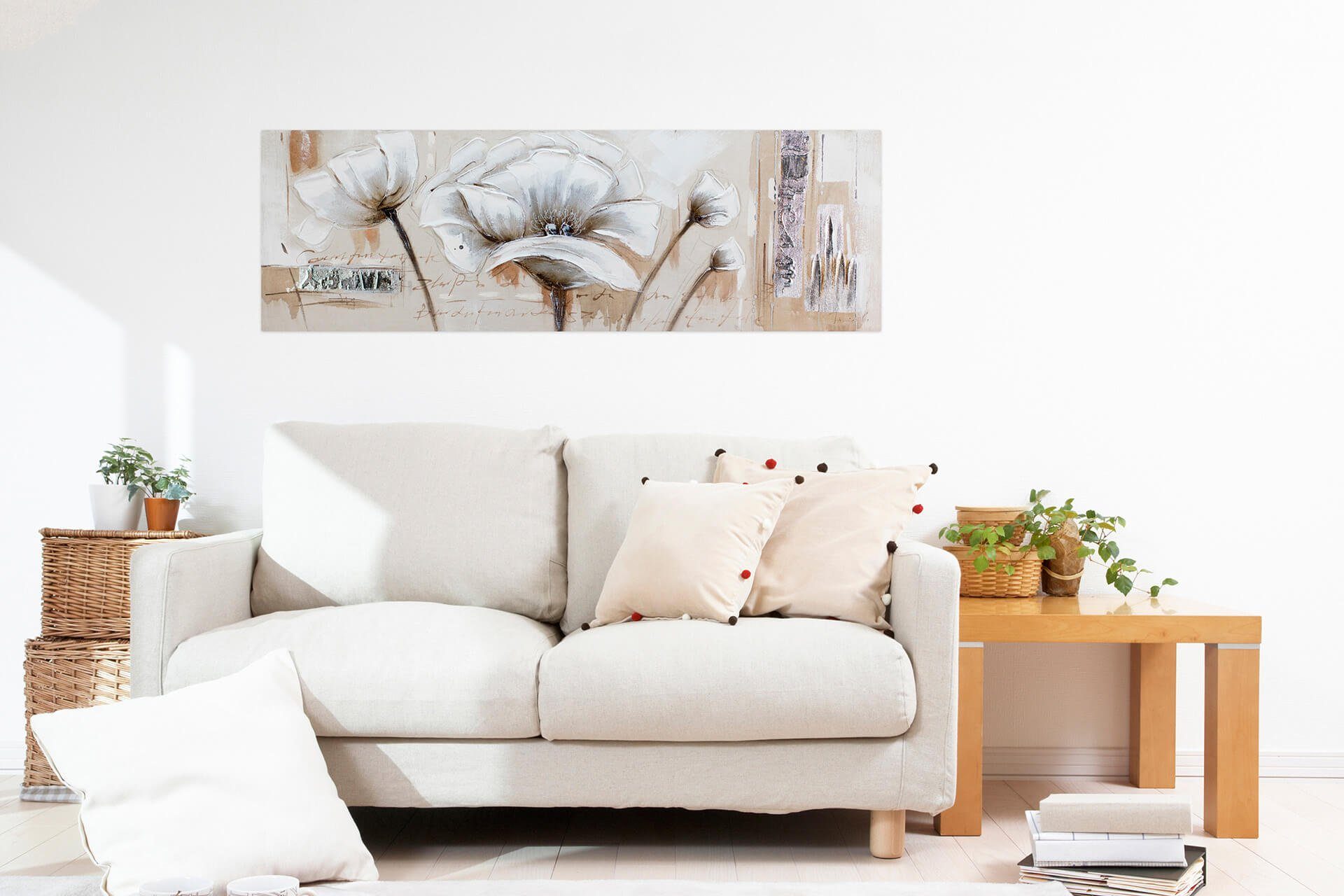 KUNSTLOFT Gemälde Verblasste Erinnerung 150x50 cm, Leinwandbild 100% HANDGEMALT Wandbild Wohnzimmer