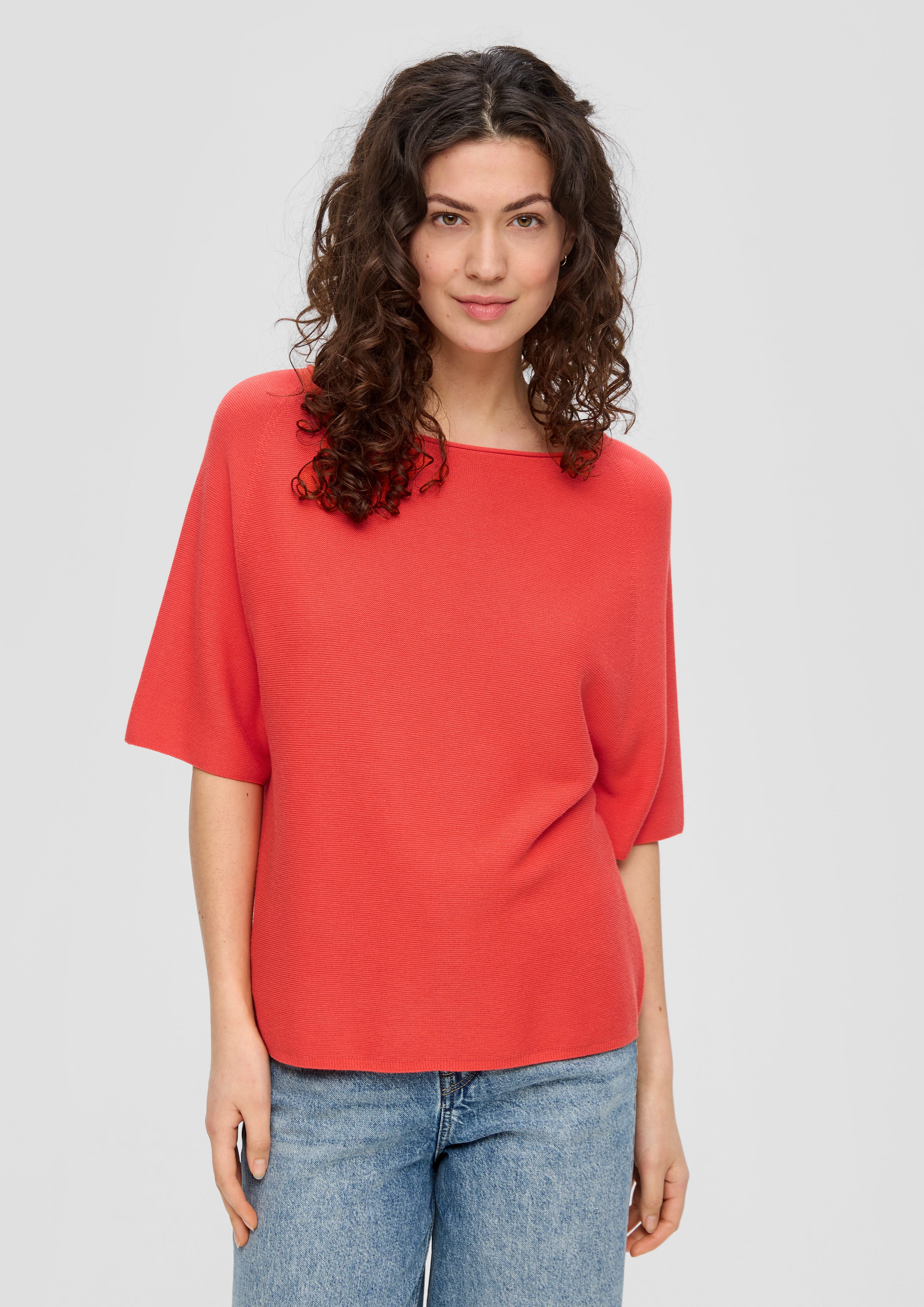 Strickpullover Shirt mit U-Boot-Ausschnitt