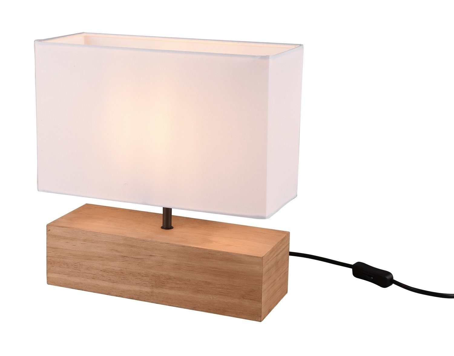 Reality Leuchten Tischleuchte WOODY, Weiß, Braun, günstig online kaufen